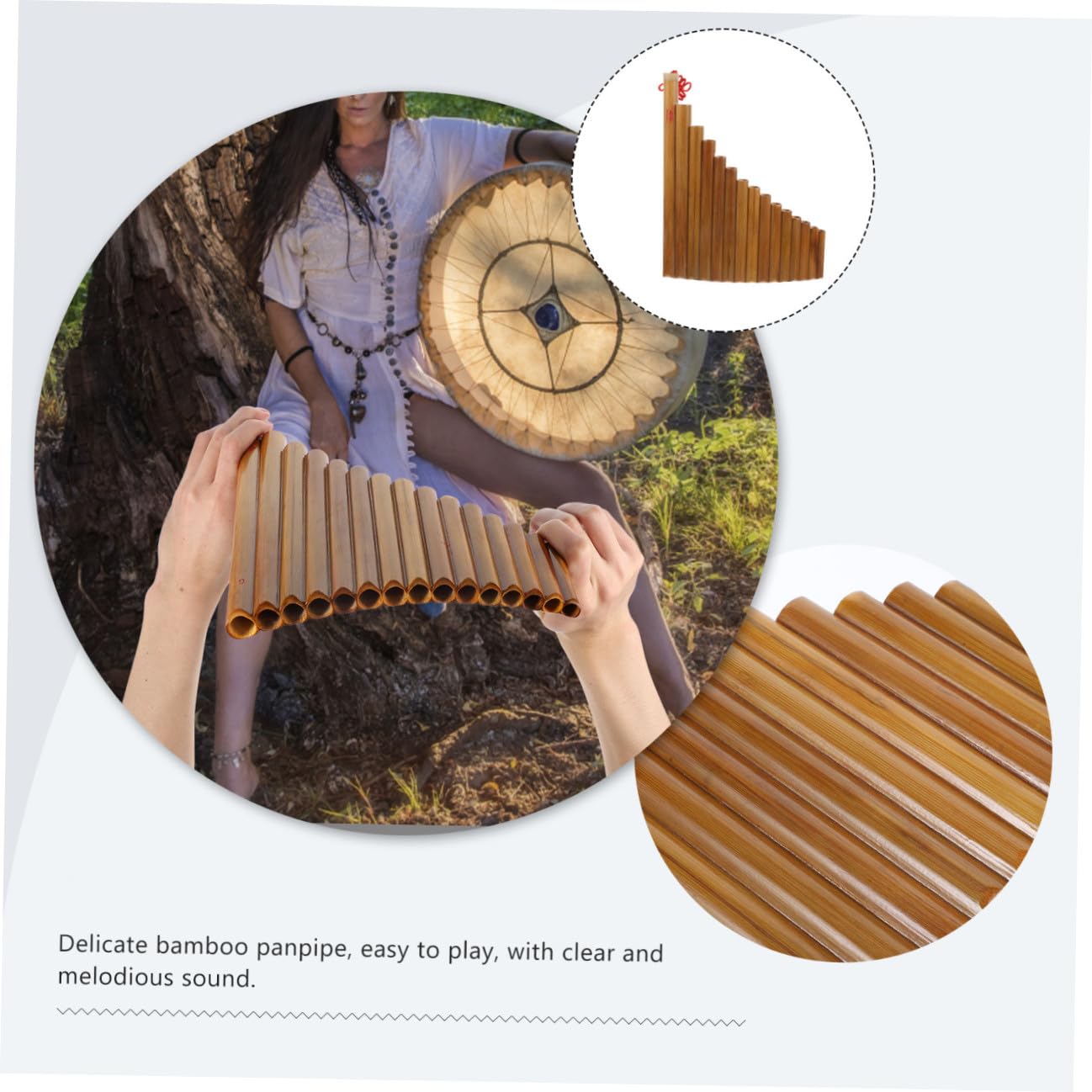 Flauto di Pan Verticale in Bambù 15 Tubi Tonalità G | 1 Pezzo Marrone, Lavorazione Fine, Include Bastoncino per Pulizia e Panno Dedicato Colore Casuale Stile Casuale