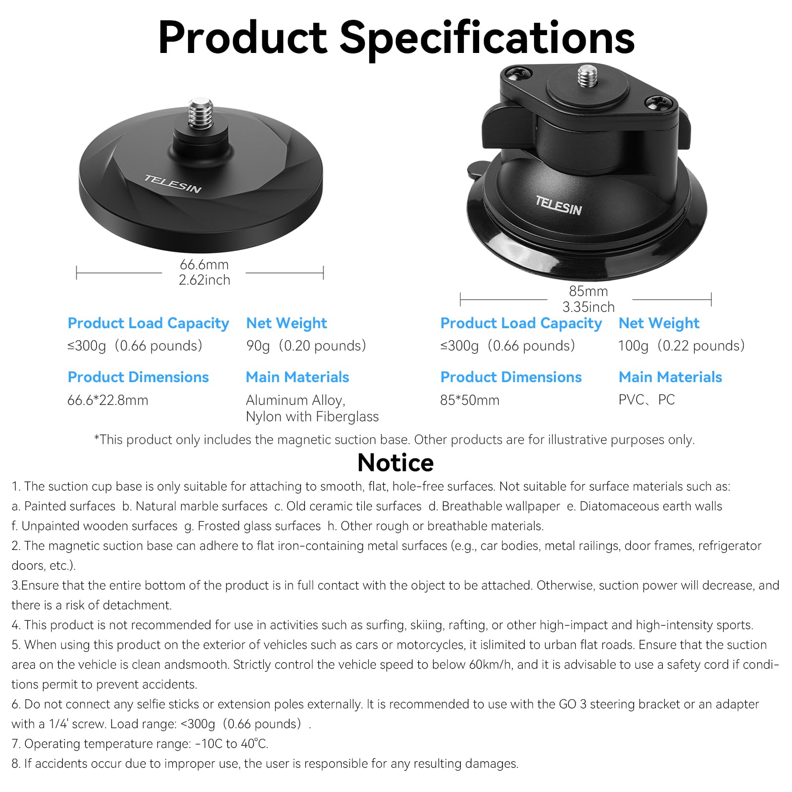 Amazon.co.jp: TELESIN 吸盤 + 磁気マウントキット Insta360 Go3