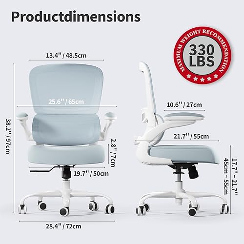 Miniatura 36 de Silla de oficina – Silla de escritorio ergonómica con soporte lumbar ajustable, silla de computadora de malla, silla ejecutiva para oficina en casa