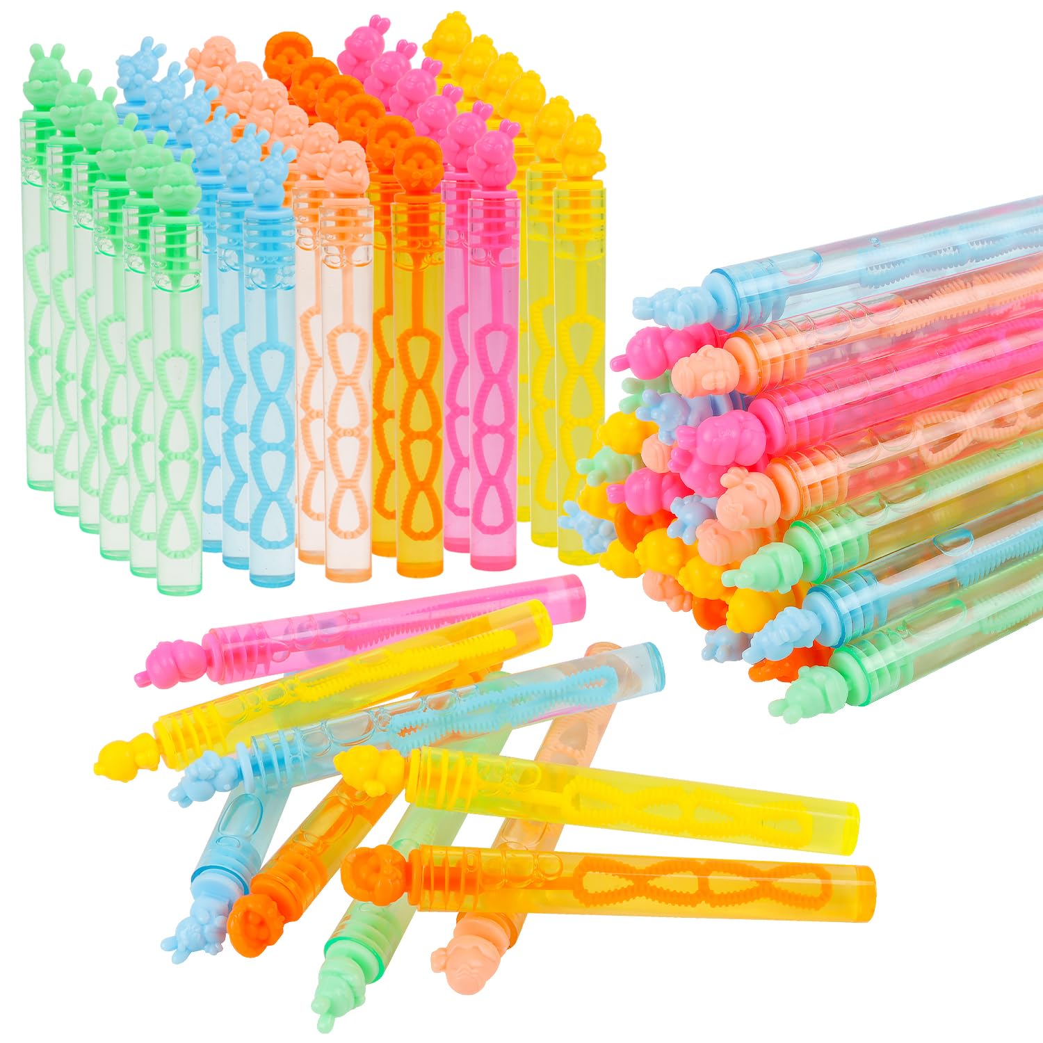 SULOLI 36 Pack Easter Bubble Wands for Kids, Mini Easter Assorted Color Bubble Wands Toys Gifts for Class Party Gifts Wedding Goodie Bag Fillers