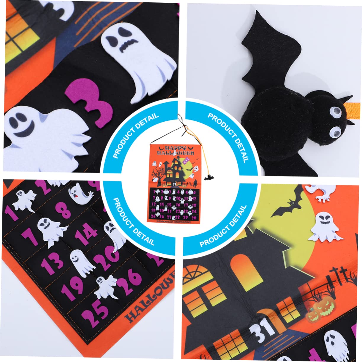 Lurrose 3stücke Halloween Countdown Kalender Mit Abnehmbaren Ornamenten Wiederverwendbarer Filz Für Kreative Halloween-dekoration Und Kinderfreude