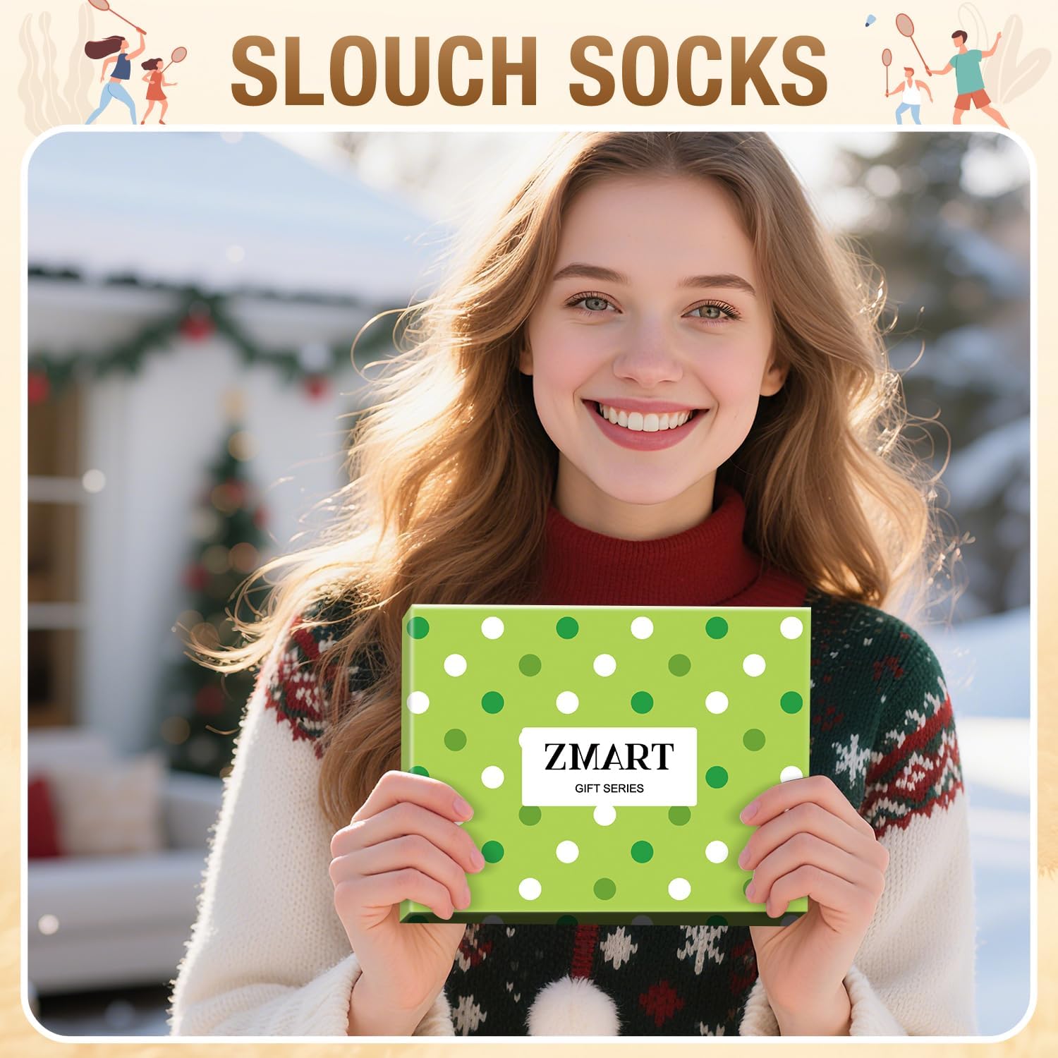 Zmart Women Slouch Socks - Cozy Scrunch Socks, 80s Style in White, Black, Orange & Cream - Image 7