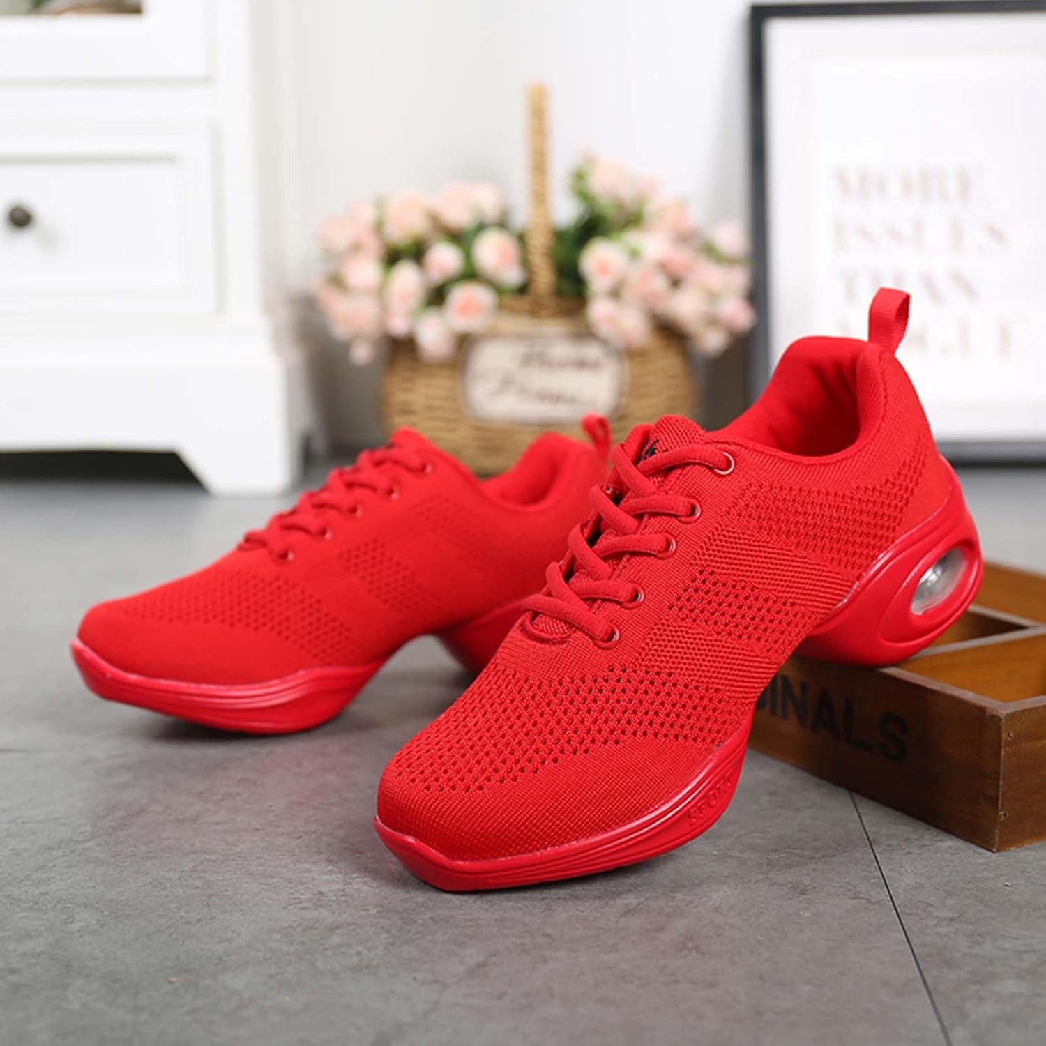 SECHRITE Womens Mens Jazz Dance Sneakers Lace Up Split Sole Dance Shoes