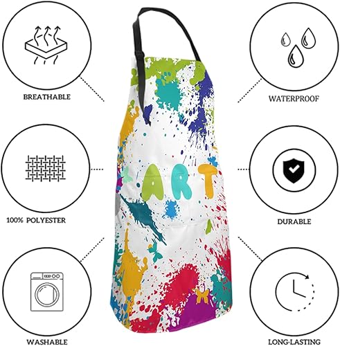 Miniatura 6 de Delantal resistente a las manchas, bolsillos ajustables para el cuello para adultos, mujeres, hombres, cocineros, cocinas, barbacoas, parrillas