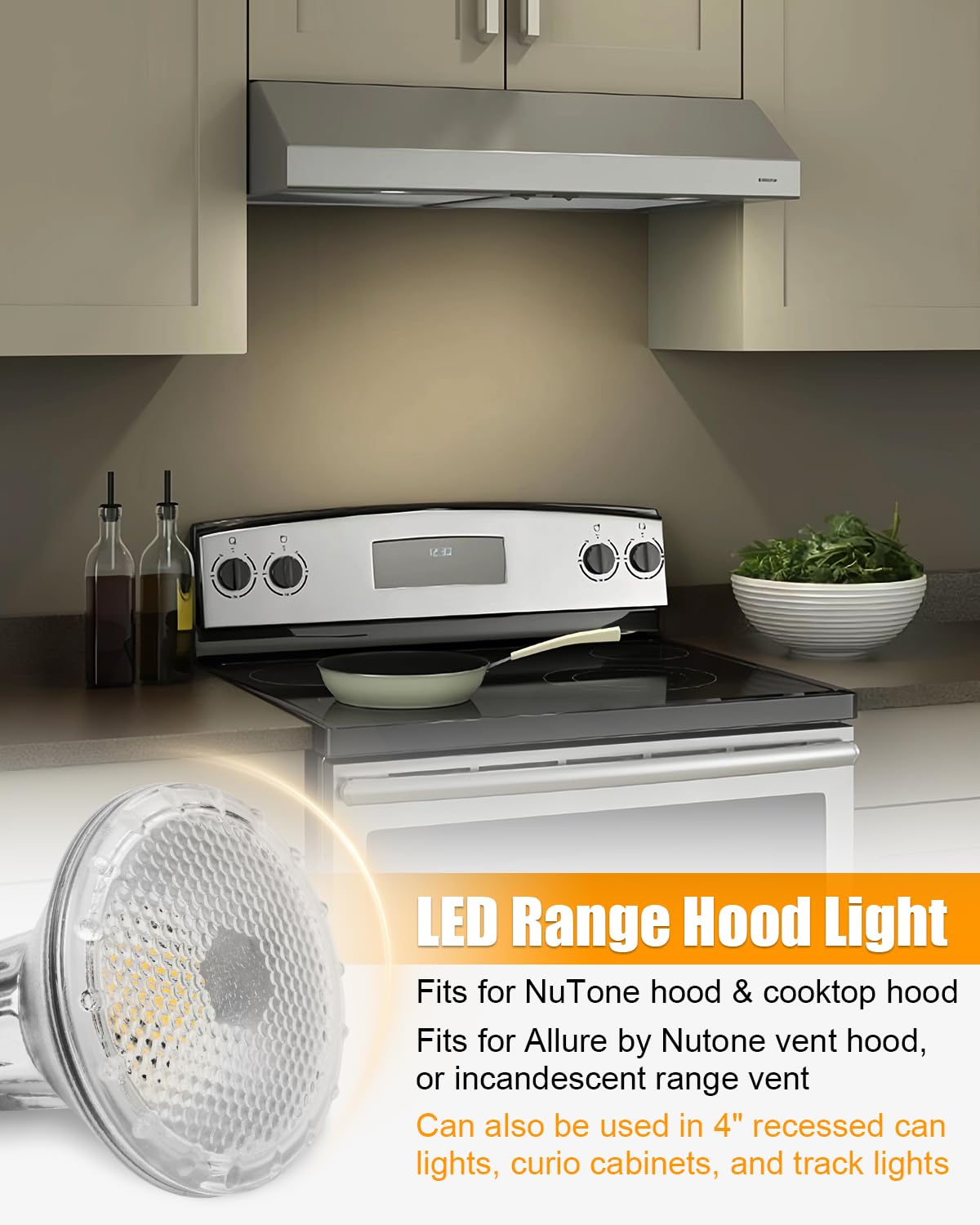 PAR20 halogen bulb in kitchen range hood recessed can
