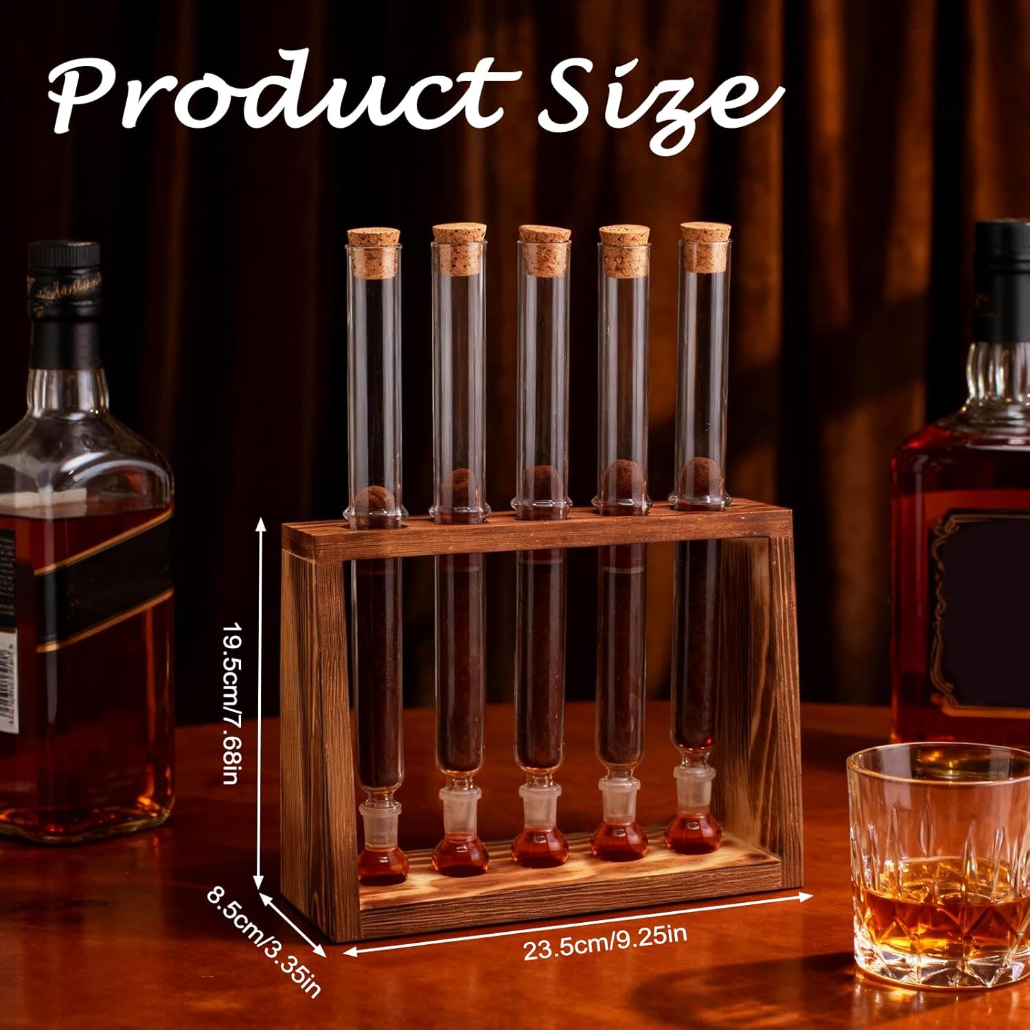 Glass Cigar Humidor Tube Set with Aromatherapy Design,Cigar Accessories, for Men,Glass Cigar Tubes with Wooden Plug & Ball Base,Cigar Case for Ring Gauge 34–50