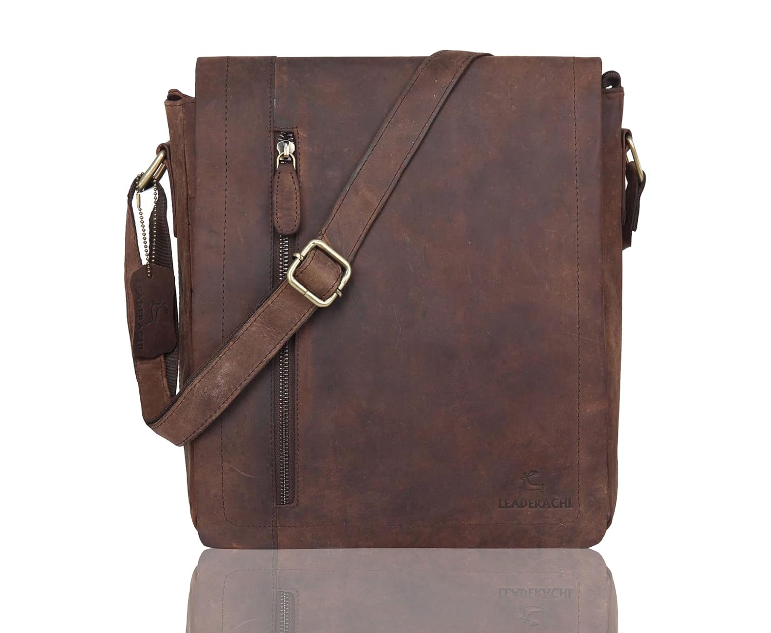 LEADERACHI Vintage Hunter Leather Crossbody Messenger Bag For Mens