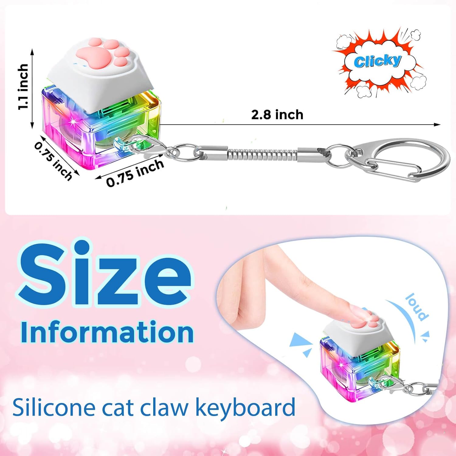 Keyboard Fidget Keychain Sensory Toys, Fidget Clicker for Stress Relief ADHD Autism