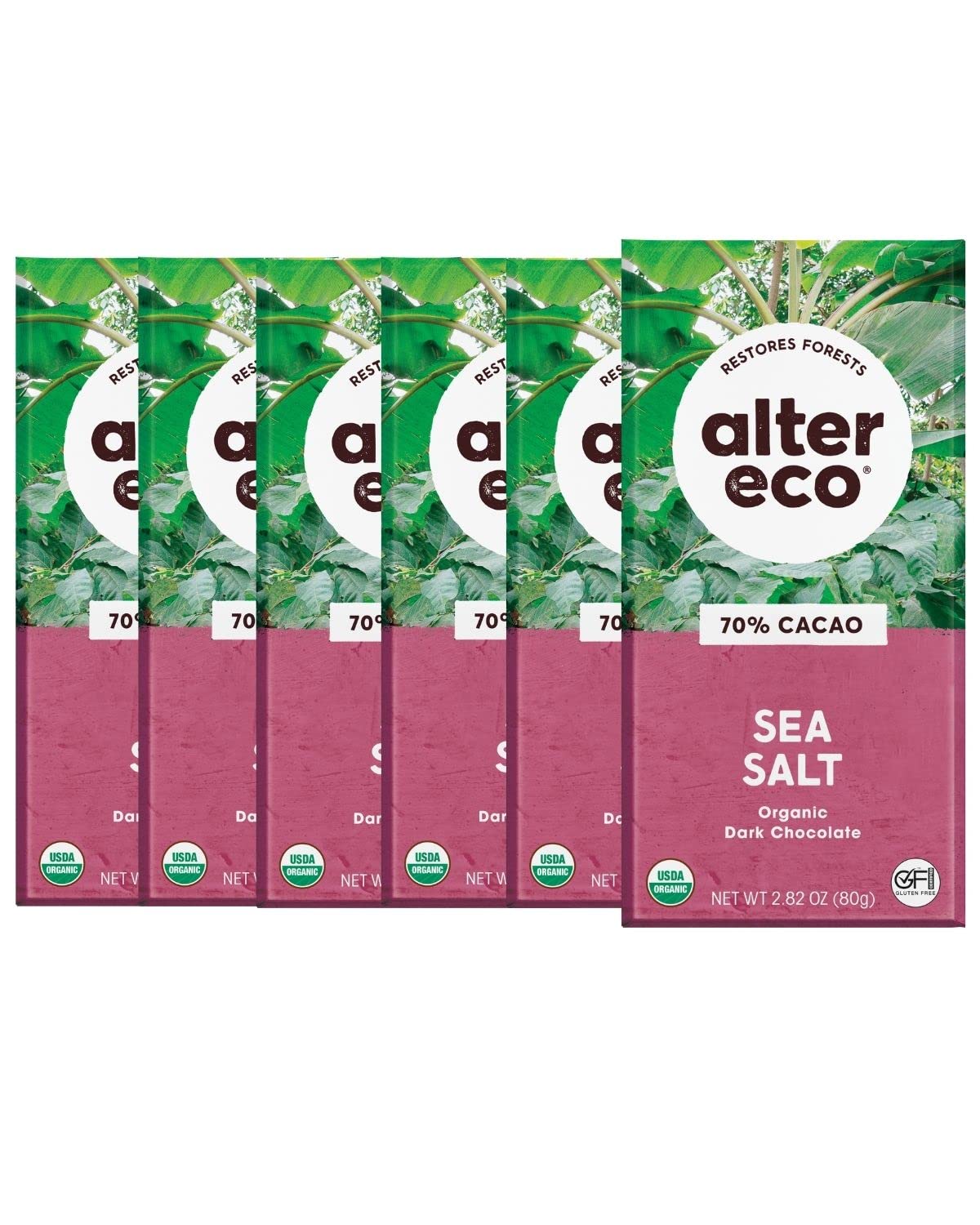 Alter Eco Sea Salt / 6 Count (Pack of 1) / Bar Candy & Chocolate Bars