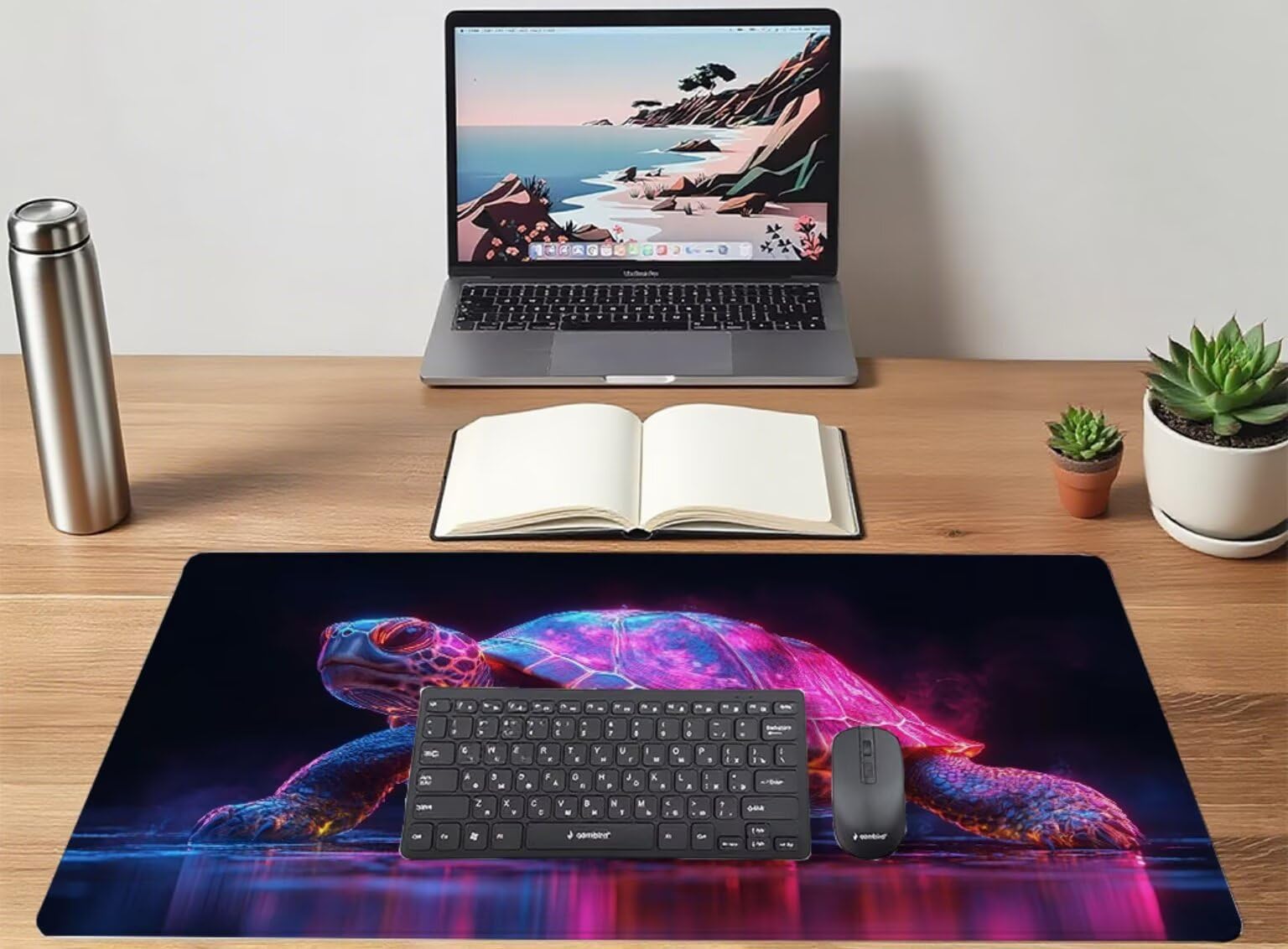 Podkładka pod mysz z żółwiem realistyczna podkładka pod mysz 1500 x 800 x 3 mm pod ręką akcesoria do gier, podkładka pod mysz do klawiatury z przeszytymi krawędziami i antypoślizgowym tyłem, wysoka