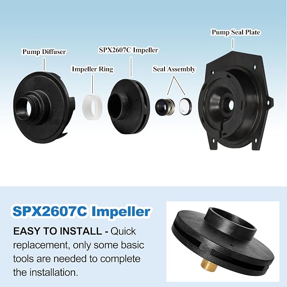 SPX2607C Impeller Compatible with Hayward 1 HP Super/Max-Flo/PowerFlo Pumps