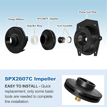 SPX2607C Impeller Compatible with Hayward 1 HP Super/Max-Flo/PowerFlo Pumps