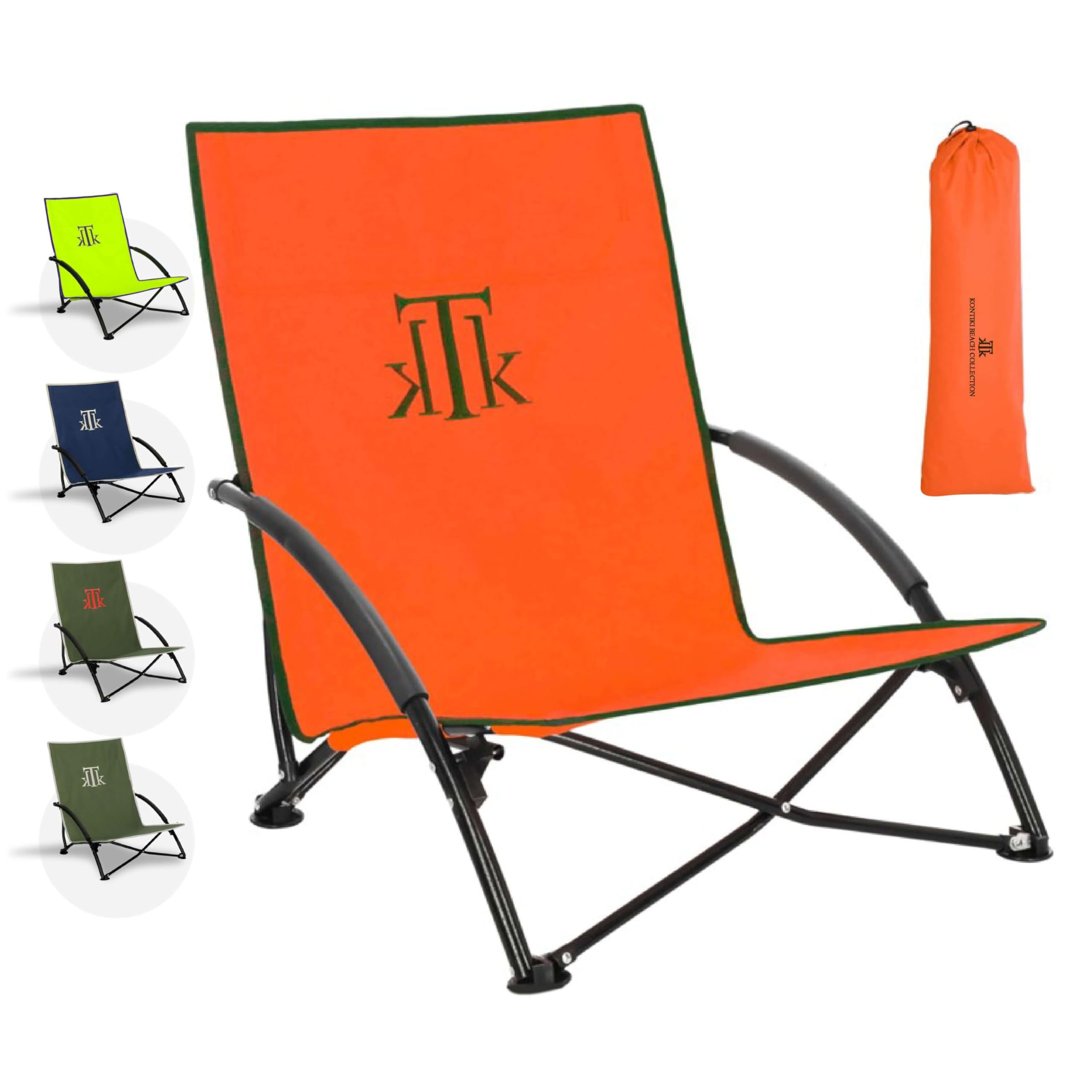kTk KONTIKI Chaise de Plage Pliante Premium 2,7 kg avec Sac | Élégant, Confortable et ultraléger | Chaises de Jardin, de Camping et de Piscine | Chaise de Jardin Orange Fluo