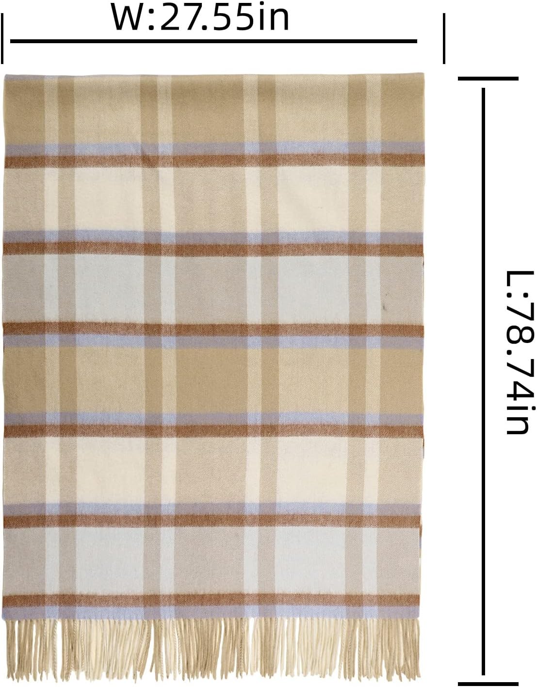 100% Wool Tartan Plaid Scarf,Womens Scarf Fashion Long Plaid Shawls Wraps, Big Grid Winter Warm Lattice Large Scarves