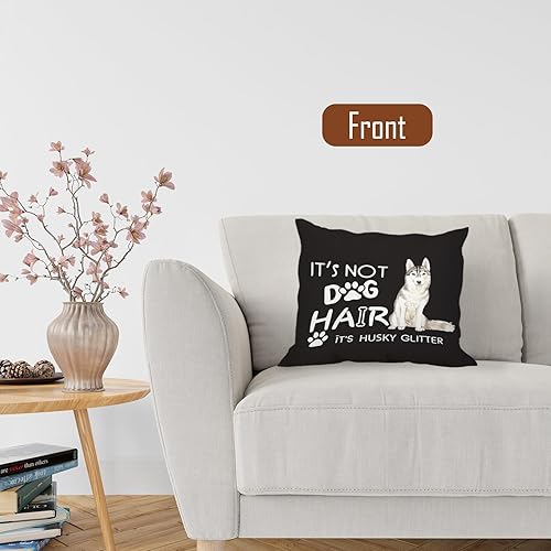 Miniatura 5 de huester It's Not Dog Hair It's Husky - Funda de almohada reversible con purpurina de 18 x 18 pulgadas, funda de almohada decorativa para el hogar,
