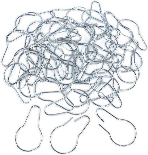 Super Z Outlet Cortina de ducha de metal plateado estilo clip colgante ganchos de cadena clasificación y organización (50 piezas)