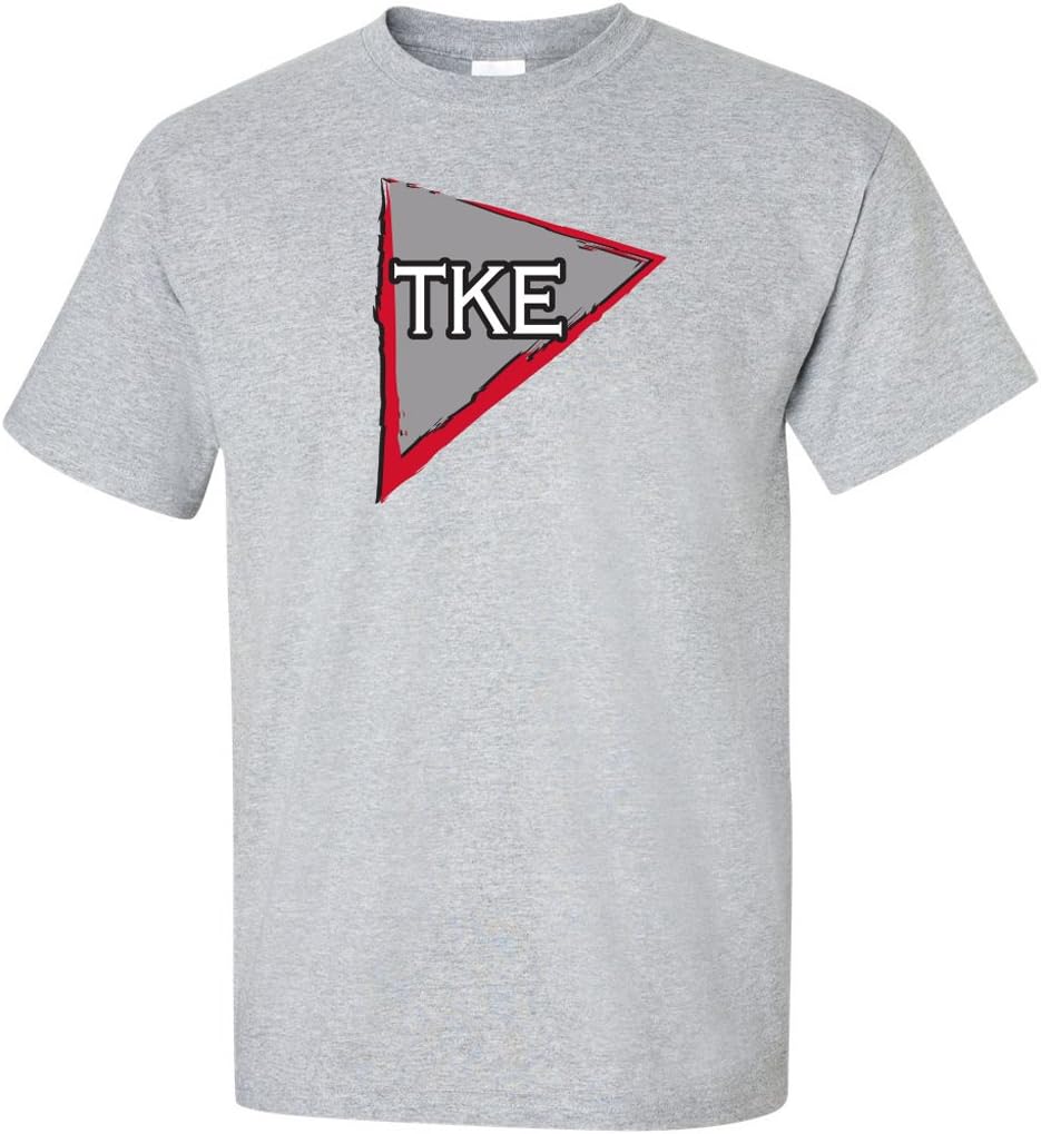VictoryStore Tau Kappa Epsilon T-Shirt - TKE Color 'Painted' Logo (XLarge, Gray)