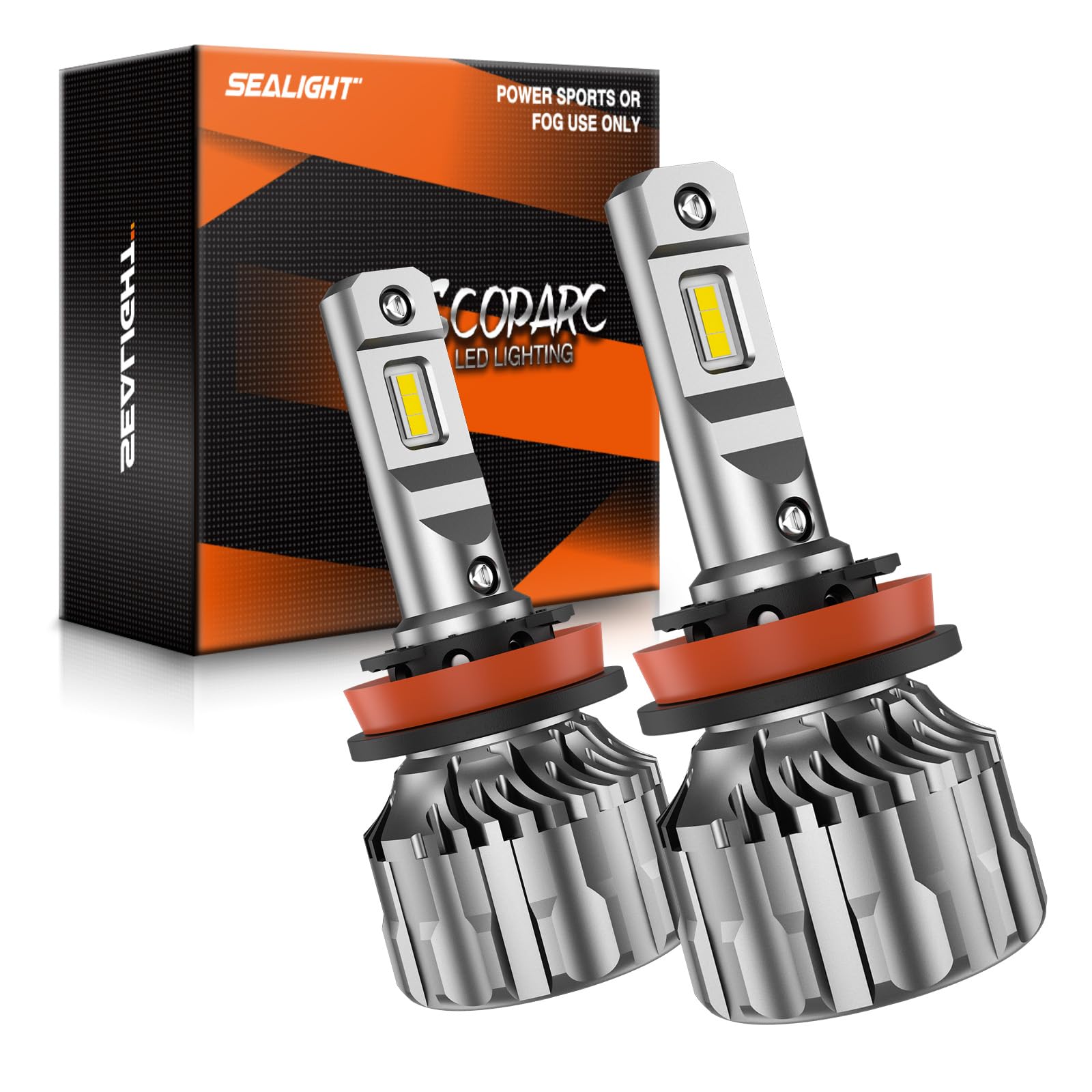 SEALIGHT H8/H9 Bulbs or Fog Bulb, 6500K Super Bright H8/H9 Fog Light with 15000RPM Cooling Fan, Plug-N-Play, Pack of 2
