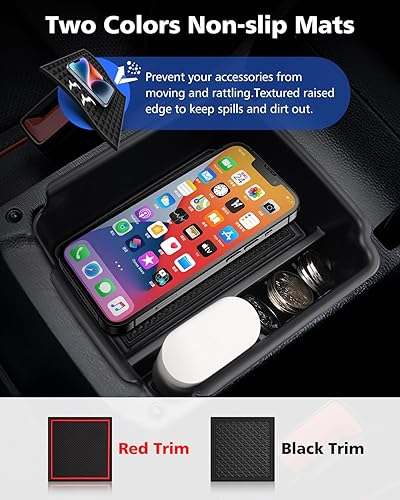 Miniatura 6 de FIILINES Organizador de consola central con alfombrillas antideslizantes para Volkswagen Taos 2022-2025, bandeja de consola, caja de almacenamiento