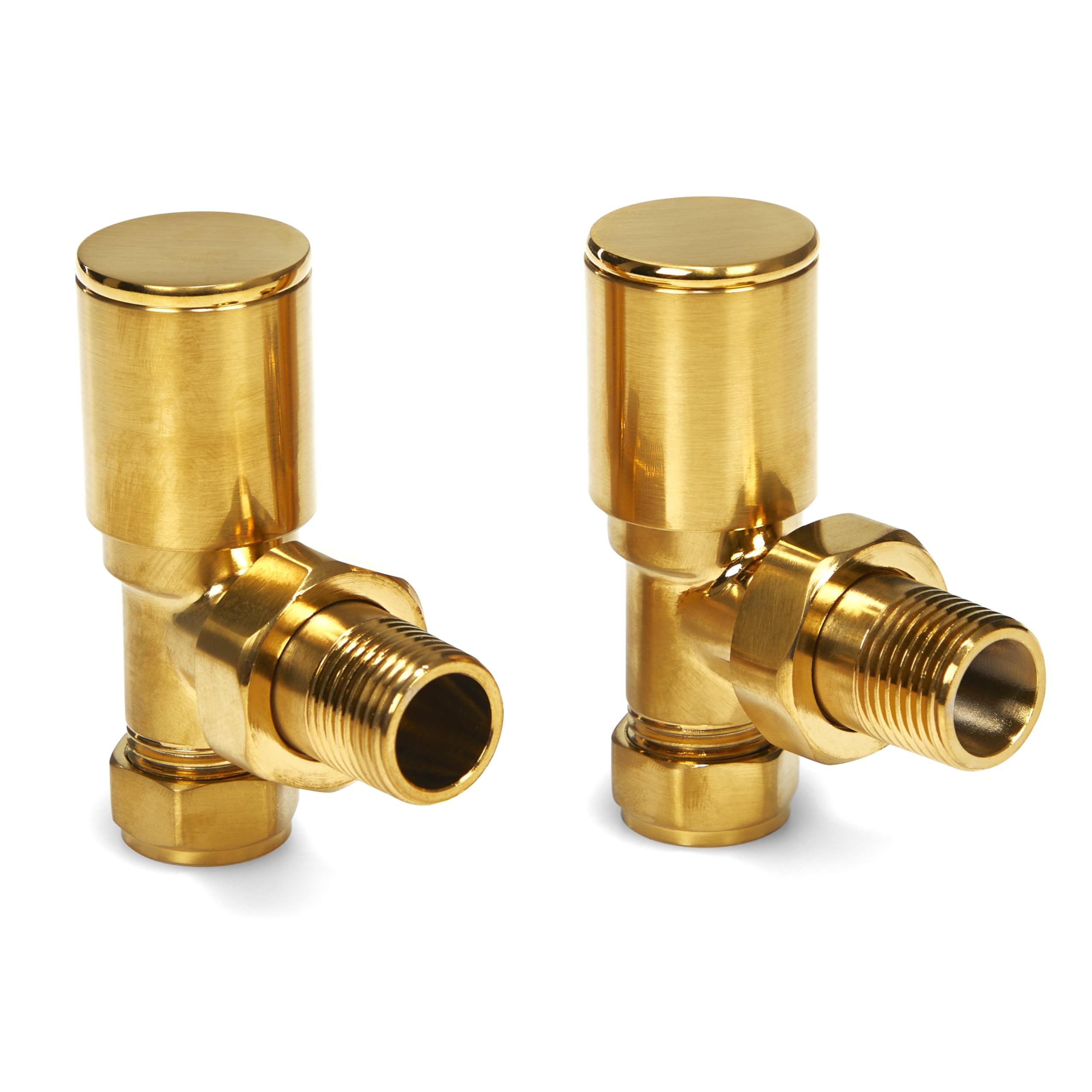 Válvulas de radiador de latón cepillado en ángulo recto de 15 mm tradicionales para toallero (angular)