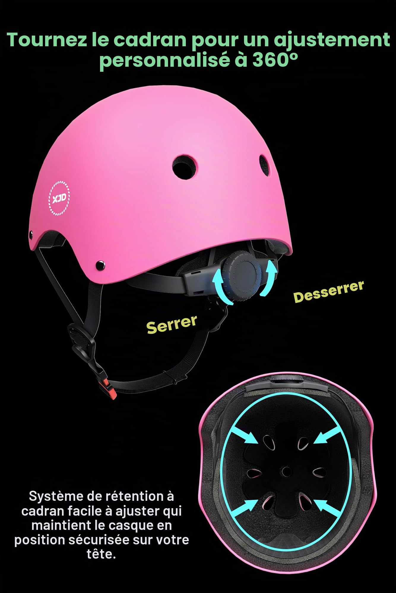 XJD Casque Vélo Enfant Sets de Protection Enfant de 3-13 Ans Genouillères Coudières Protège-Poignets Réglables Kit de Protection Filles Garçons Rollers Skate Trottinette Skateboard