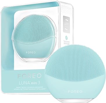 Foreo Luna Mini 3 Facial Cleansing Brush - Travel Accessories - Face Massager Electric, Ultra-Hygienic Silicone - Simple Face Wash - Electric Face Cleanser - App-Connected - Mint
