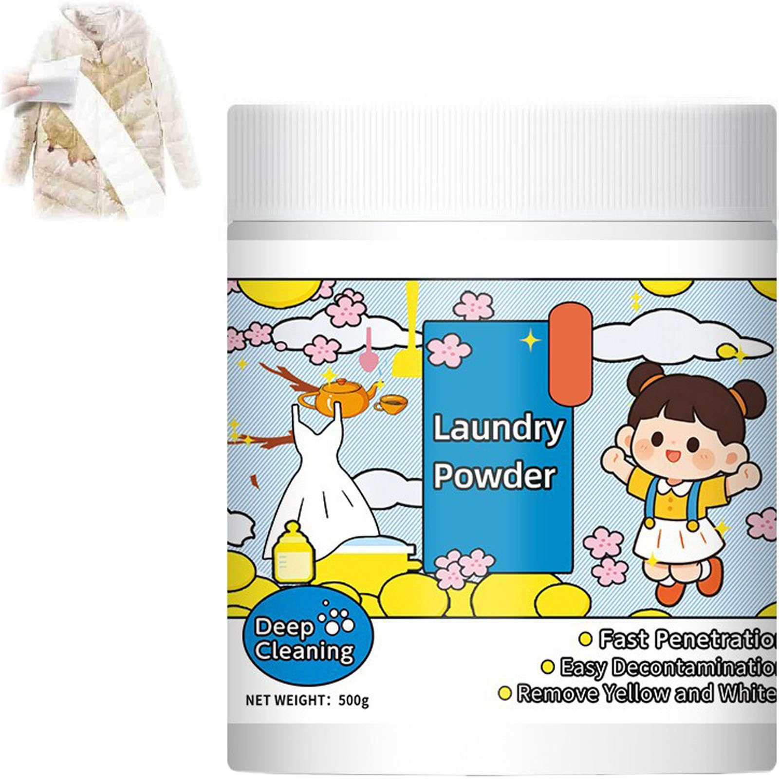 Hyper Concentrated Strong Stain Remover Powder for Clothes, Hyper Concentrated Laundry Detergent Powder, Strong Stain Remover for Clothes Laundry (1pcs)