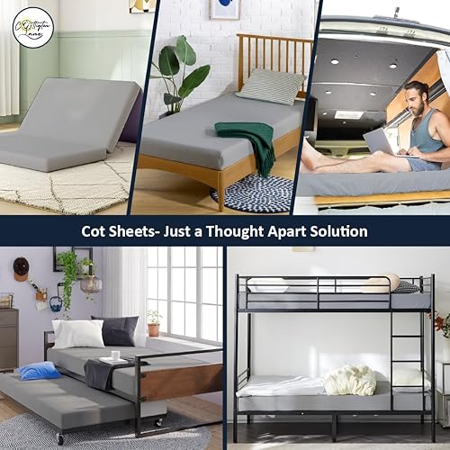 Miniatura 4 de Sábana bajera ajustable para cuna de 28 x 75 pulgadas, 100% algodón egipcio, 1 sábana inferior de tamaño cuna, perfecta para cama individual