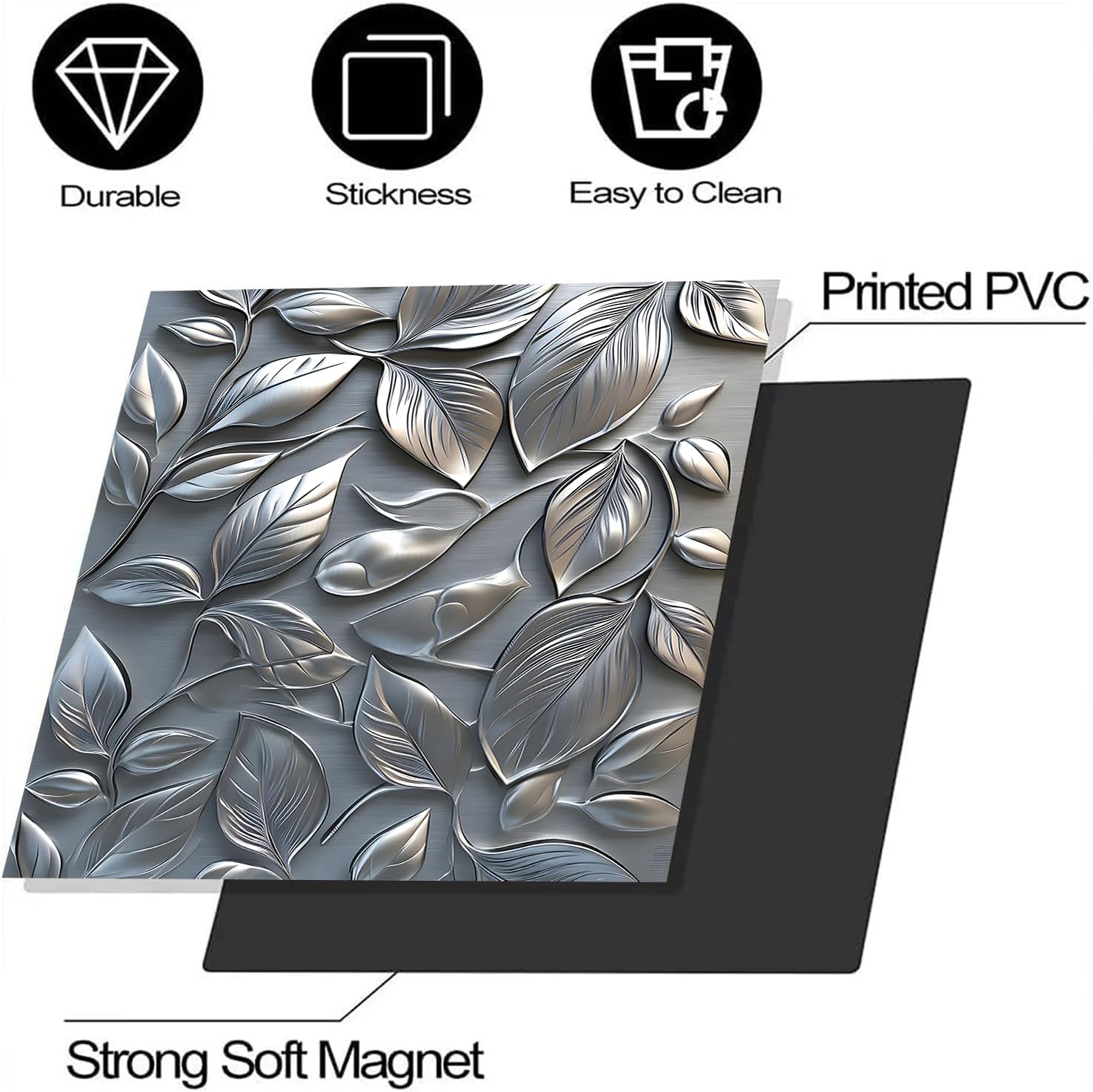 BVBOX Dishwasher Magnet Cover 23"x26", Reusable Magnetic Refrigerator Covers, Dishwasher Magnets Decorative Cover Fridge Door Skin Panel Stickers for Home Kitchen Appliance,Metal Embossed Leaves