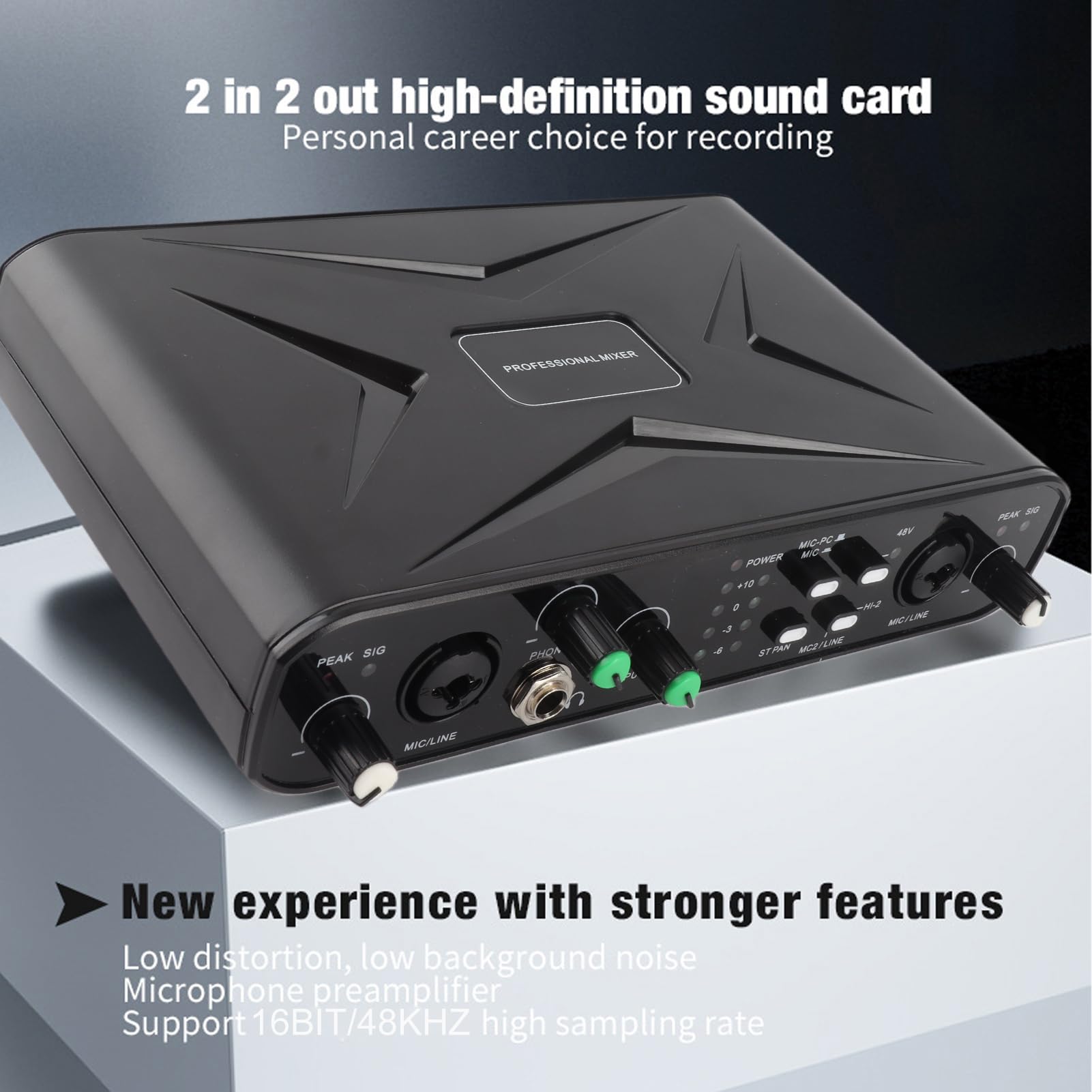 Interfaccia Audio USB, Scheda Audio Esterna da 32 Bit/384 KHZ con Preamplificatore Microfono Plug and Play per Streaming Live, Supporta Alimentazione Phantom 48 V