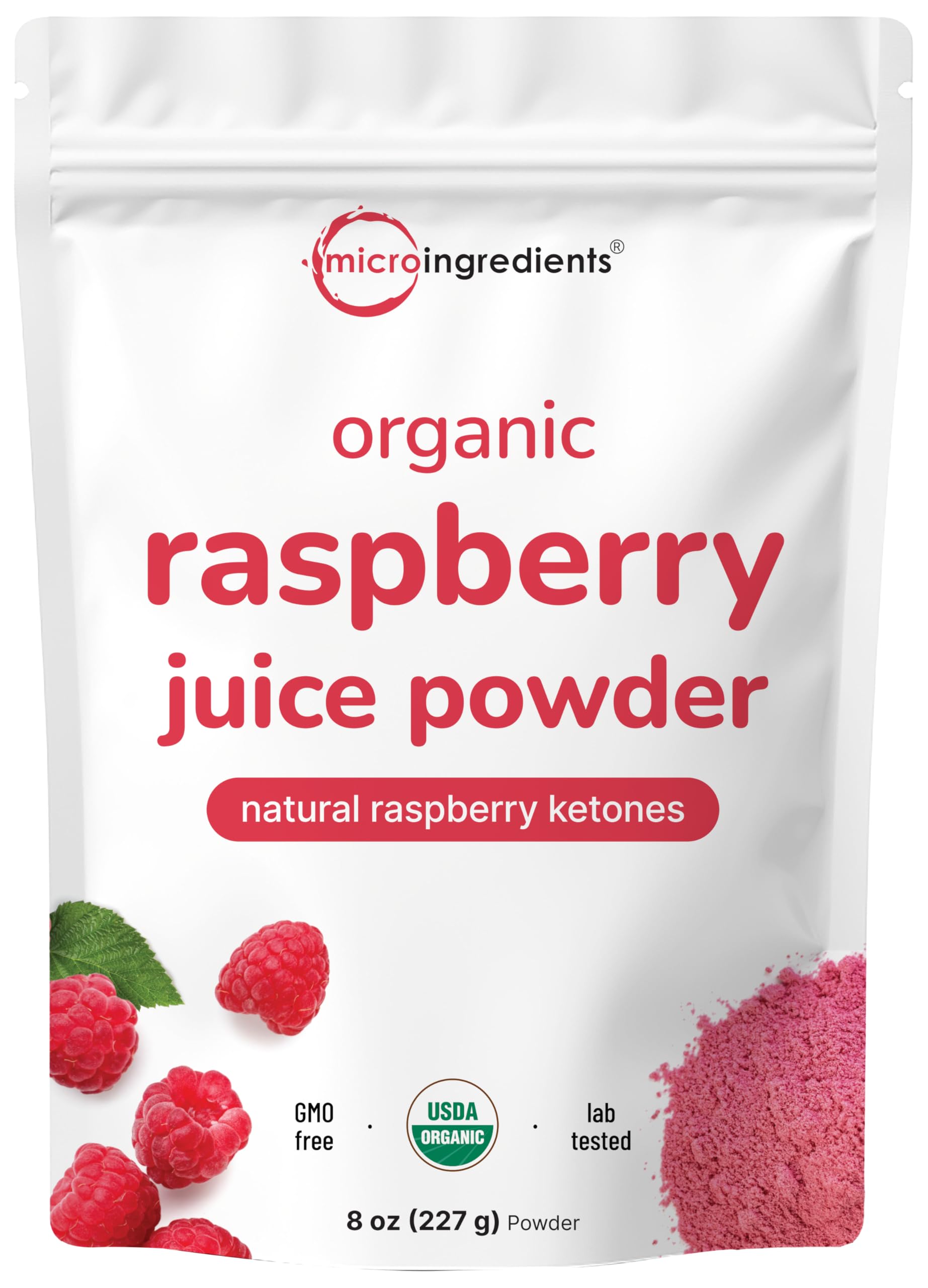 Organic Raspberry Juice powder, 8oz | 100% Natural Fruit Powder | Freeze-Dried Raspberries Source | No Sugar & Additives | Great Flavor for Drinks, Smoothie, & Beverages | Non-GMO & Vegan FriendlyUSDA Organic