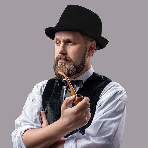 Miniatura 5 de SATINIOR 6 sombreros de gángster de fieltro para hombres, sombreros de caballero, sombreros de disfraz de Navidad para adultos, sombrero de fiesta