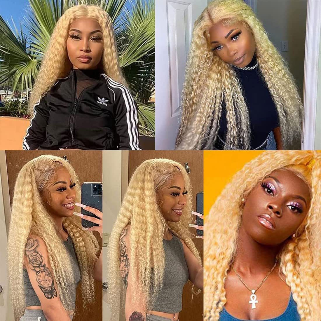 Human Hair Bundles 24 26 28 Inch Curly Deep Wave Blonde 613 Bundles Human Hair 11A Brazilian Virgin Quick Weave Hair for Black Women
