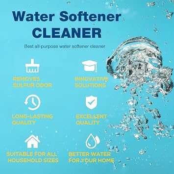 4-Pack Liquid Water Softener Cleaner, Water Softener Cleaner Solution | Universal Cleanser for Hardwater Systems, 4 Ounce Bottle