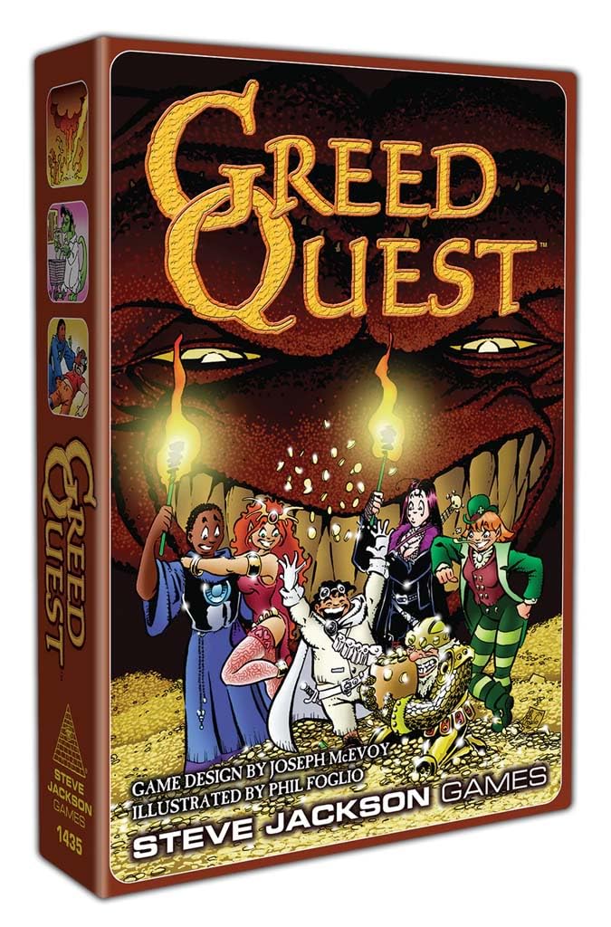 Steve Jackson Games | GreedQuest | Fast-Paced Game | Outsmart Your Friends with Clever Tactics and Sneaky Moves | Rule-Changing Strategy Game for 3 to 6 Players Ages 10 and Up | English