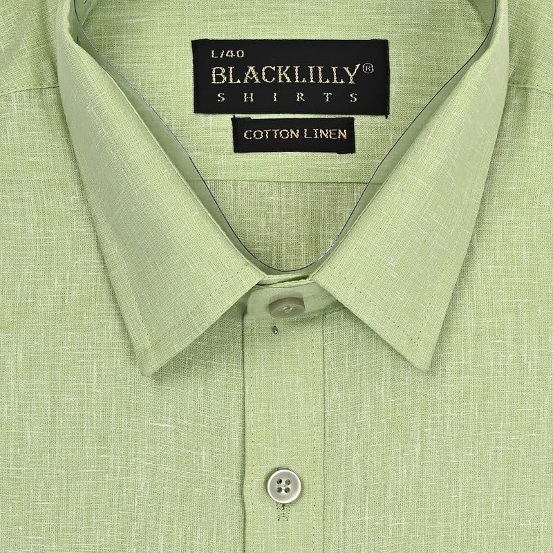 Image of Men's Cotton Linen Full Sleeves Regular Fit Plain Formal Shirt for Men