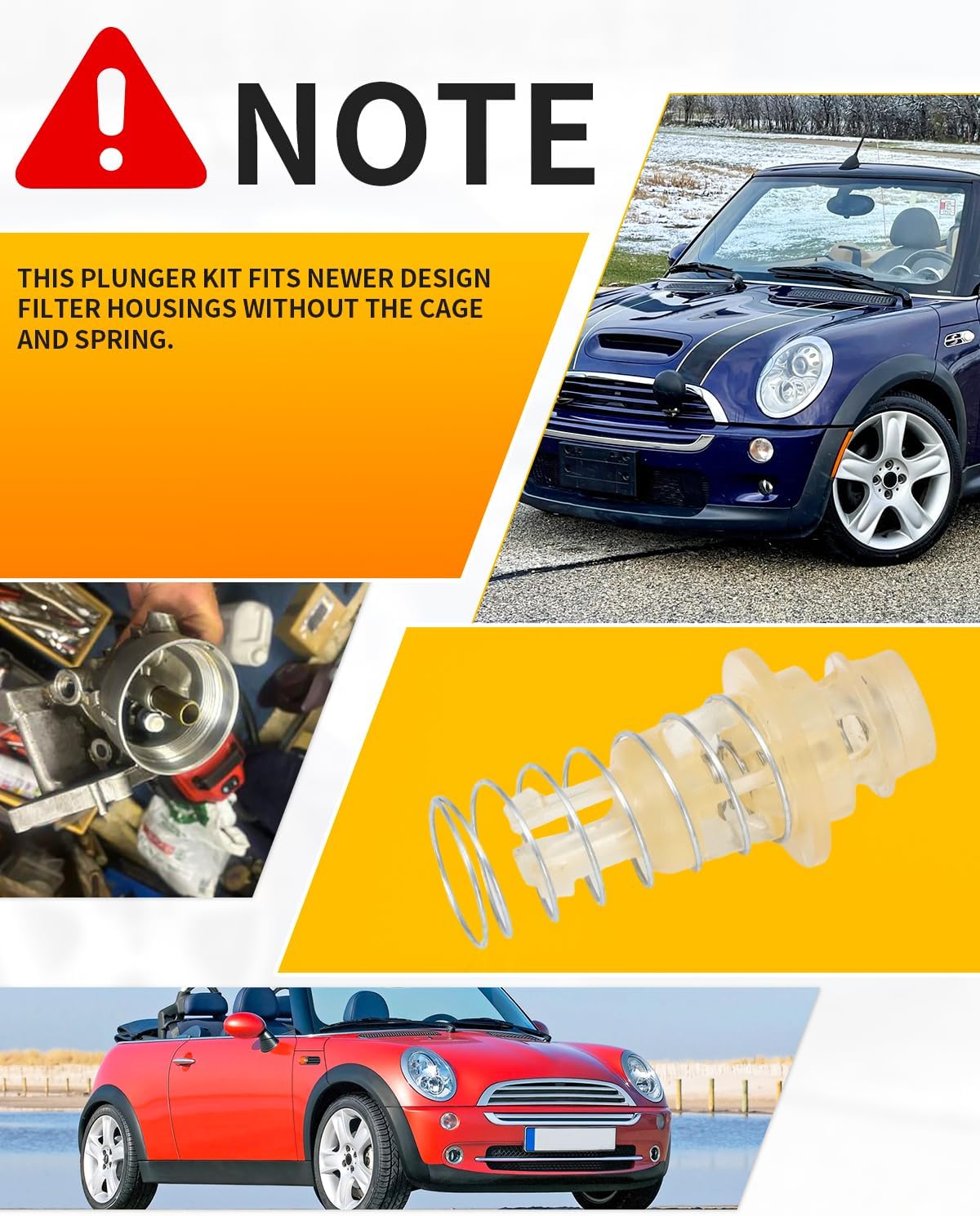 11427562250 Oil Filter Housing Plunger for Mini Cooper Engine Base Hatchback (R50) 2004-2006, S Hatchback (R53) 2002-2006, Base and S Convertible (R52) 2005-2008(Durable Material Upgrade)