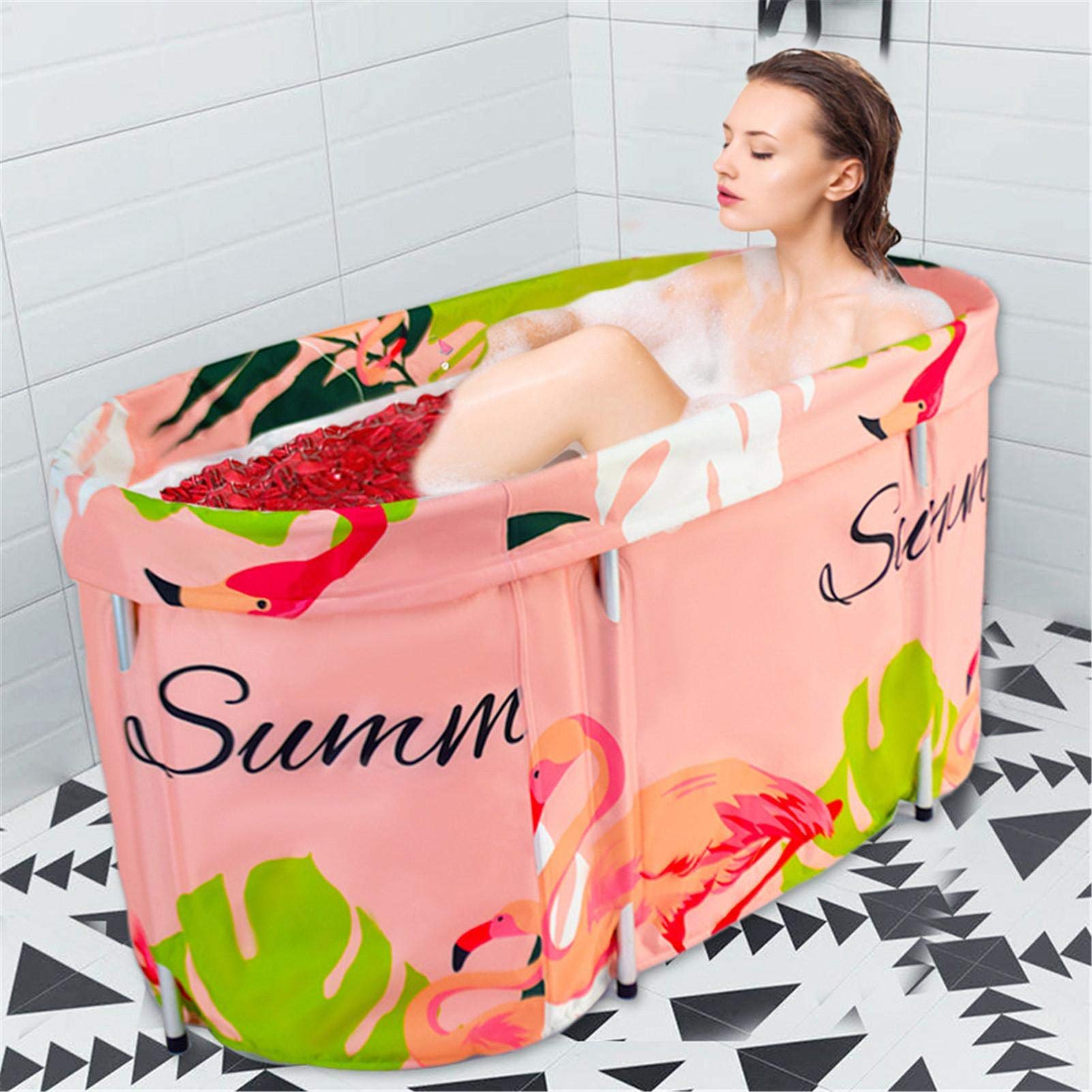 Baignoire Pliable Portable, Baignoire de trempage Pliable de 120 cm pour Adultes, Baignoire de trempage Debout, Baignoire portative, Baignoire Spa séparée pour la Salle de Bains FA
