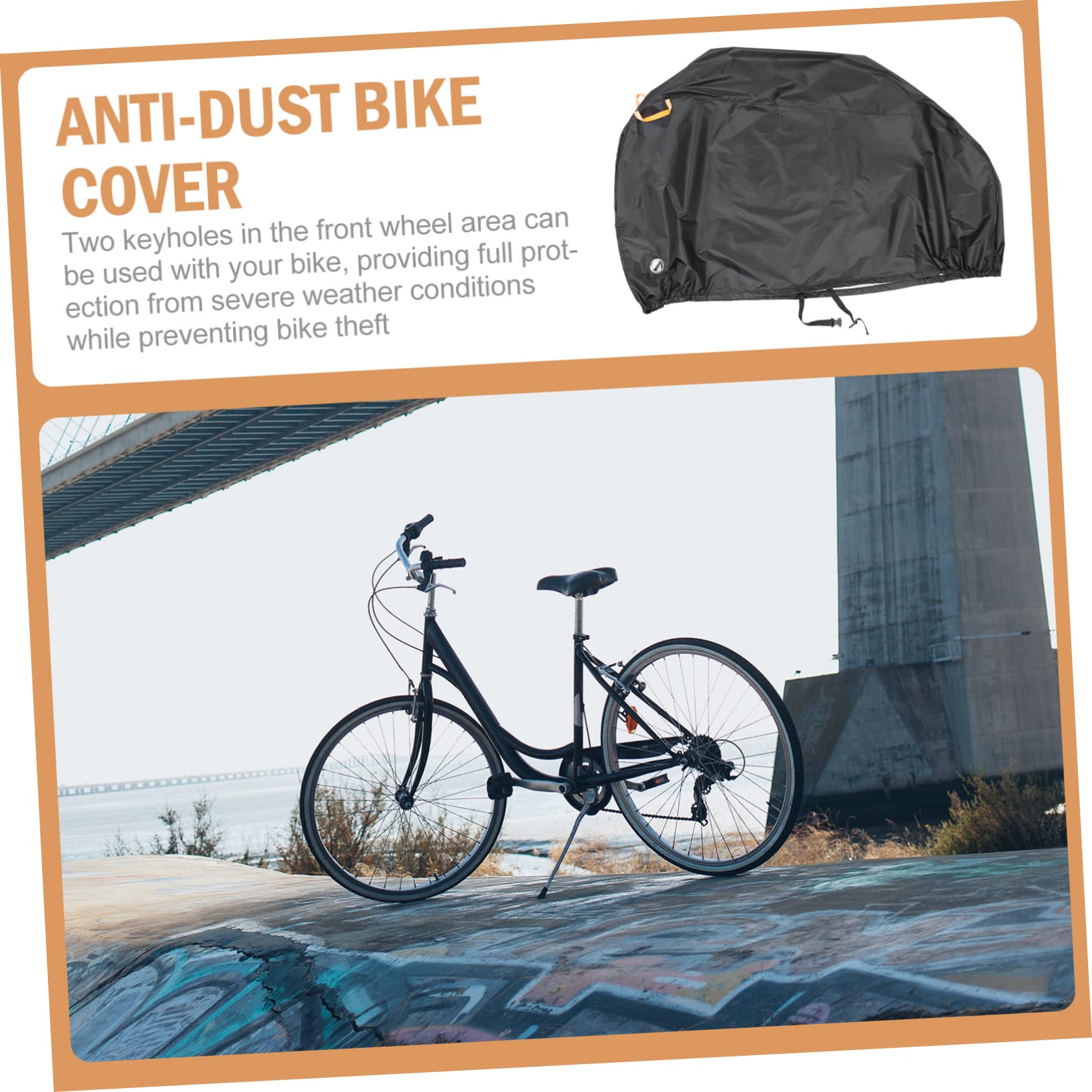 Fahrradabdeckung Mountainbike 210D Oxford Cloth Schwarz mit Aufbewahrungstasche für Outdoor Aufbewahrung