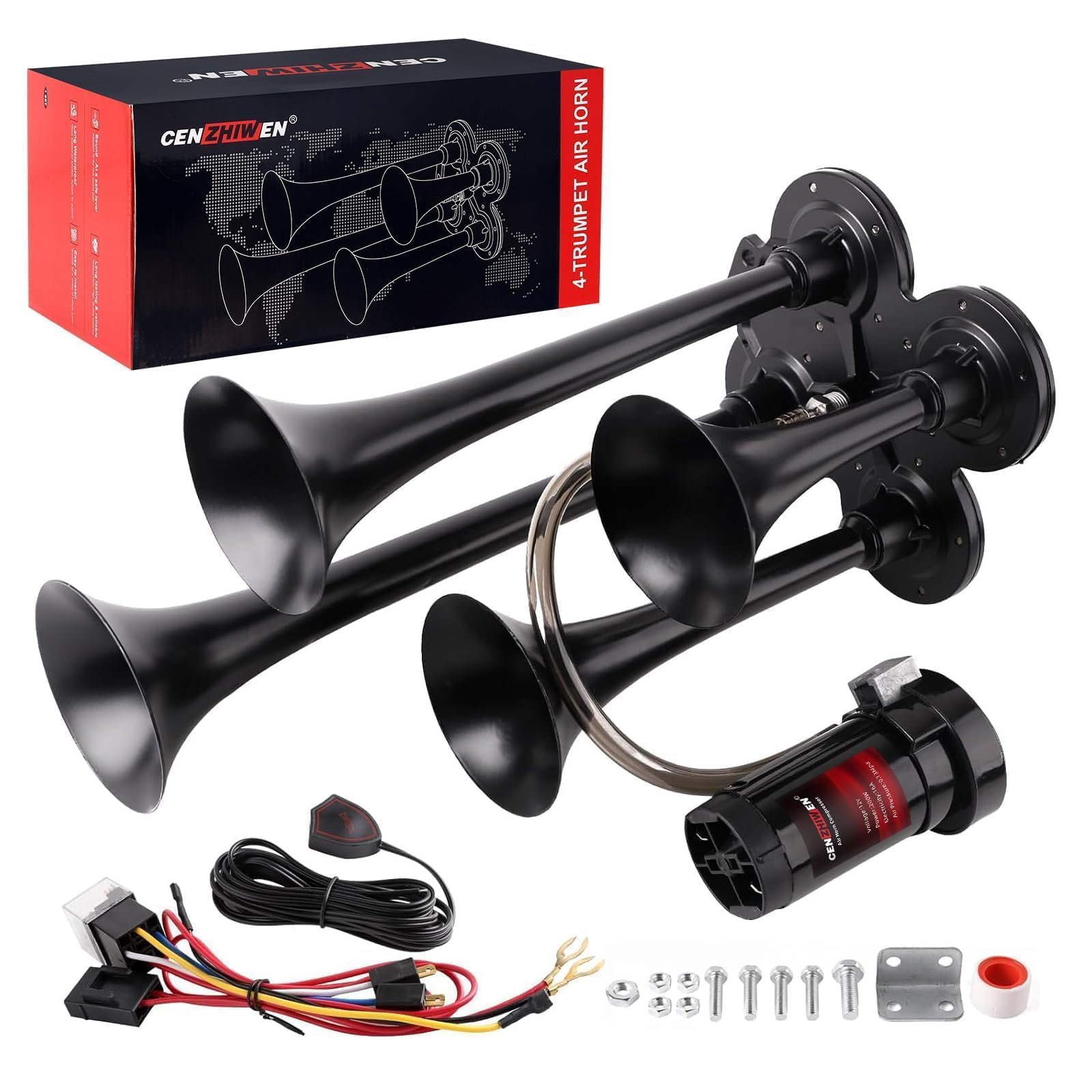 cenzhiwen 4 Trumpet Metal Air Horn Kit