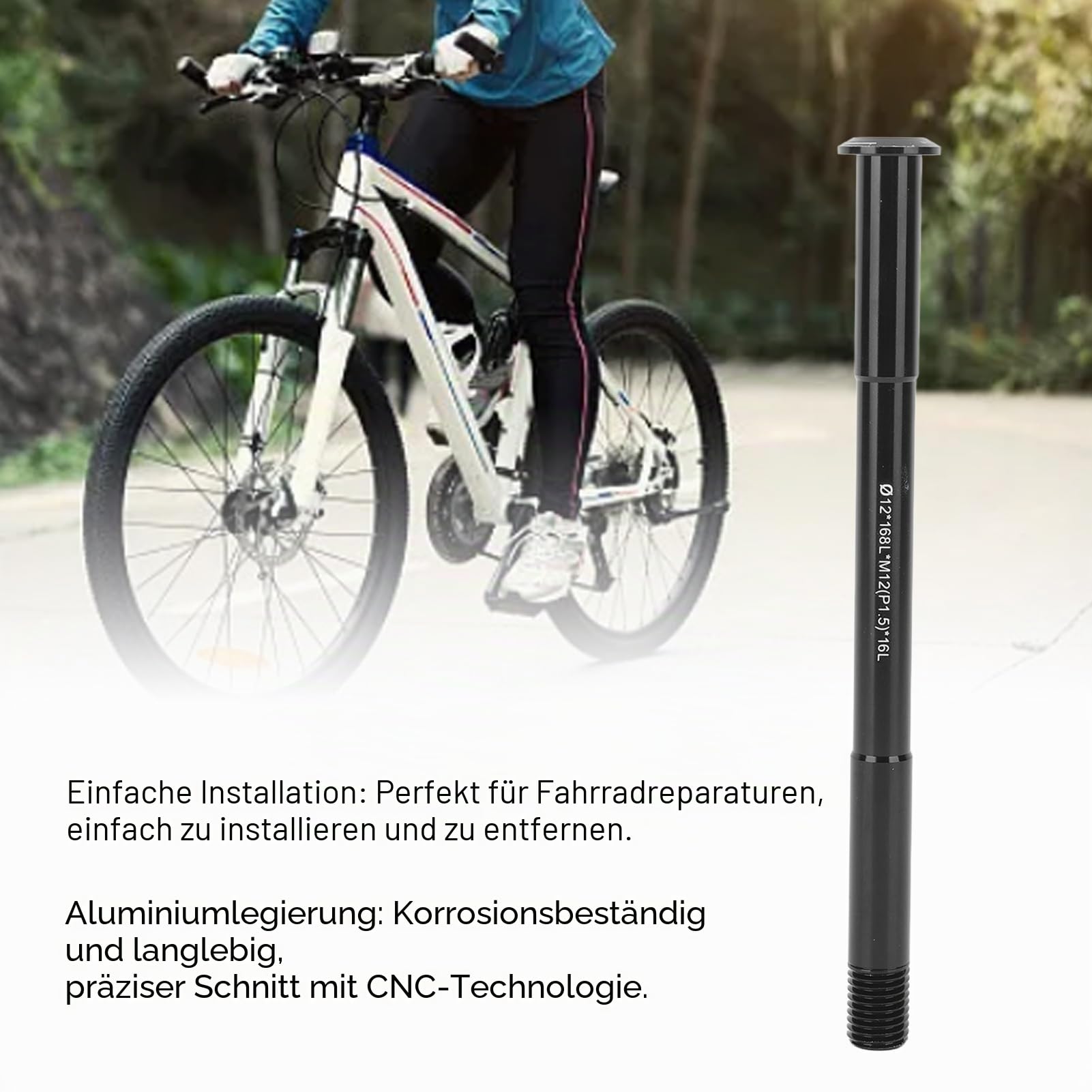 Tissting Fahrrad-Steckachse, 12 mm M12 x 1,0/1,5/1,75 Gewinde, Steckachse, Aluminiumlegierung, Schnellspanner, Vorder- und Hintergabel, Steckachsadapter