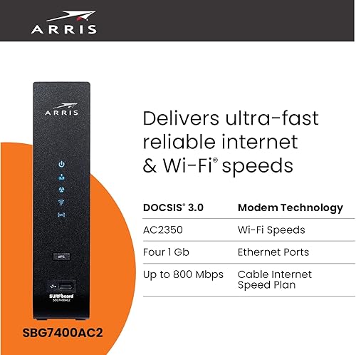 Miniatura 4 de ARRIS Surfboard SBG7400AC2-RB - Módem por cable DOCSIS 3.0 & enrutador Wi-Fi AC2350, aprobado para Comcast Xfinity, Cox, Charter Spectrum y más,
