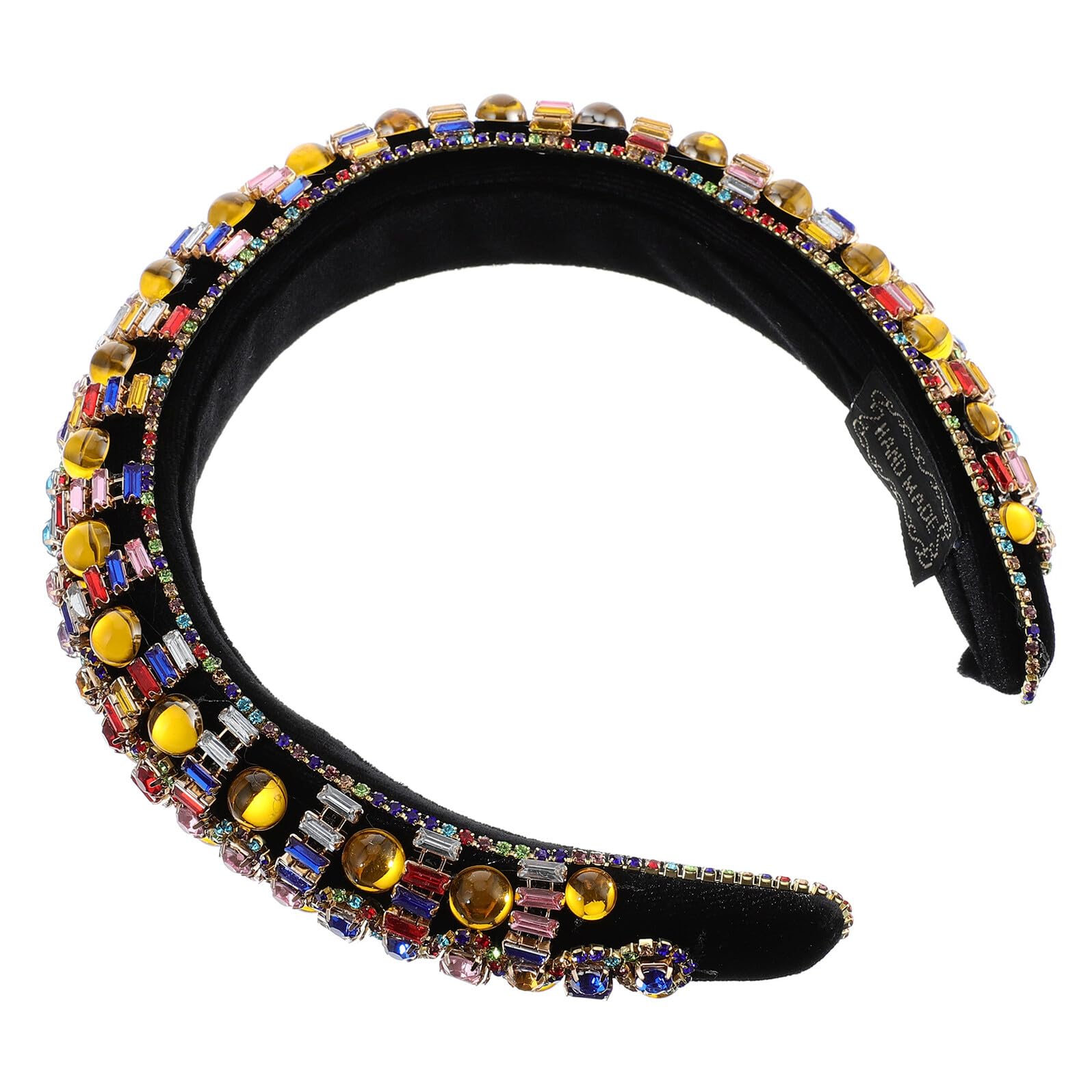 Diadema Ancha Accesorio de Cabello Gemas de Imitación Vintage para Mujer Pedrería y Tela, Adecuado para Ocasiones Obsequios y Vestidos de Noche