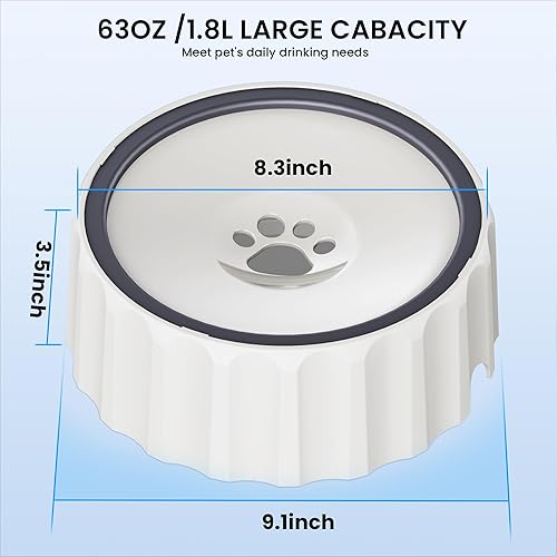 Miniatura 2 de Cuenco de agua para perros, sin derrames, dispensador de gran capacidad, antideslizante, antisalpicaduras, comedero lento para mascotas, sin goteo,