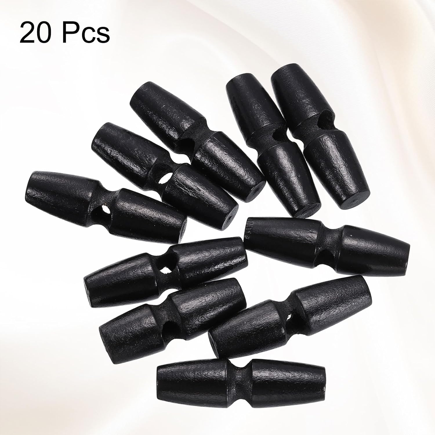 HARFINGTON 20pcs Wooden Toggle Buttons 40mm / 1.6" Single Hole Wood Olive Horn Sewing Buttons for Coat Sweaters Clothing DIY Craft, Black image 3