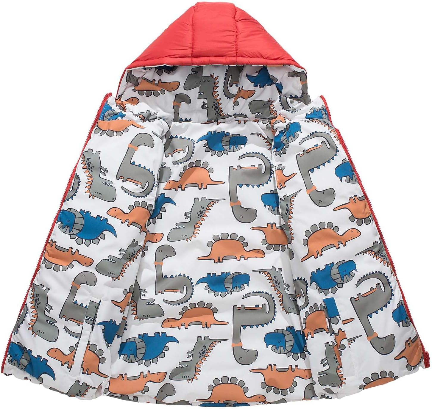 Kids Reversible Padded Winter Coat Boys Girls Lightweight Winter Insulated Hooded Jacket