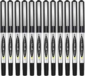 BaoKe BK110 Liquid Ink Rollerball Gel Pens, Black Ink, 12 Pcs, Bullet Tip, 0.5mm Fine Tip, Smooth Writing, Quick Dry Pens for School Office Home Business Note Taking Journaling