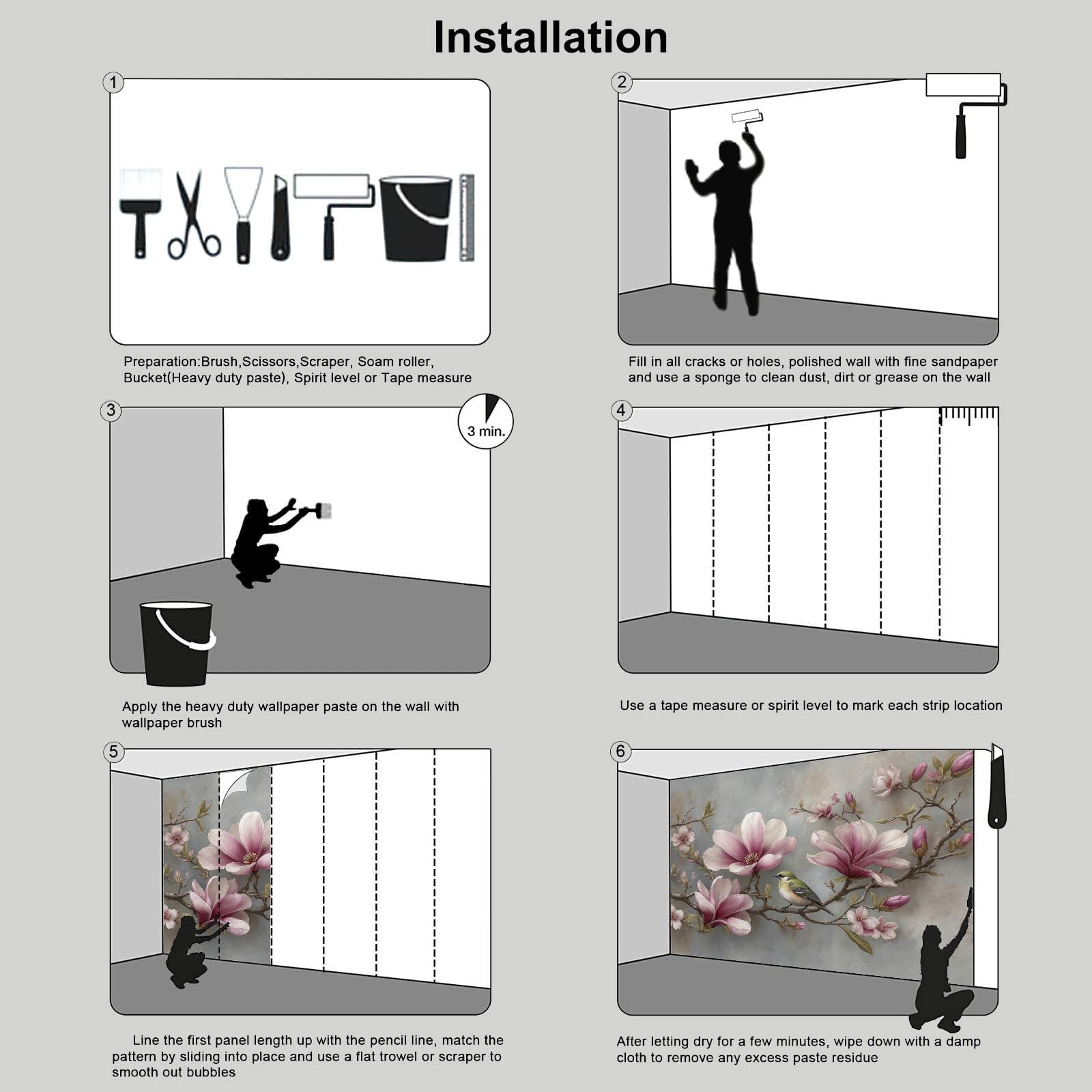 Art Papel Tapiz Fotográfico Flores Magnolia Rosa 3D Papel Pintado 300 × 210 cm Decoración De Pared Sala Cuarto Póster Mural Para Sala De Estar Dormitorio Decoración, Rubor En Polvo