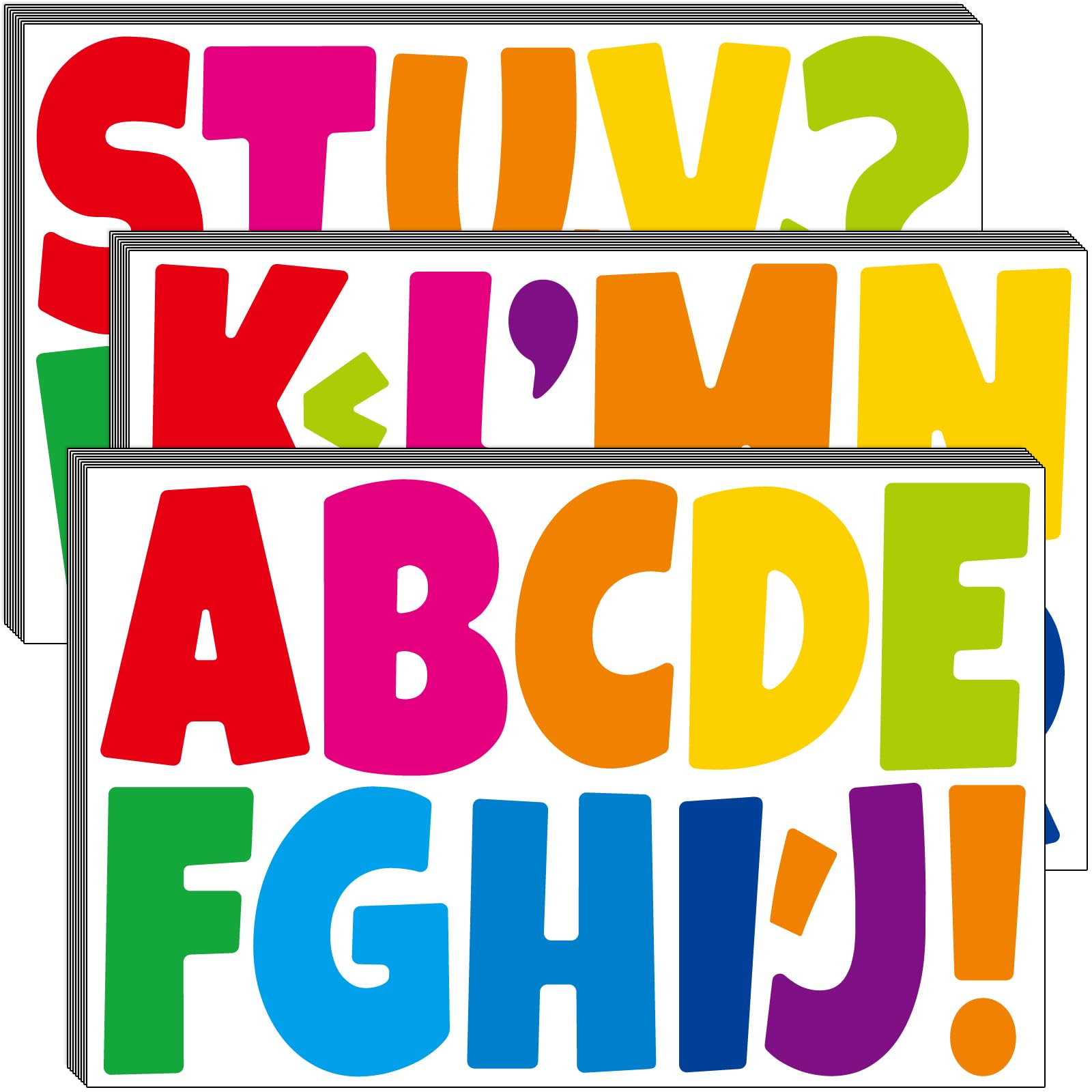 Bemeol 288 Piece Letter Stickers 24 Sheets 3 Inch Bulletin Board Letters for Classroom Self Adhesive Alphabet Poster Board Letters for School
