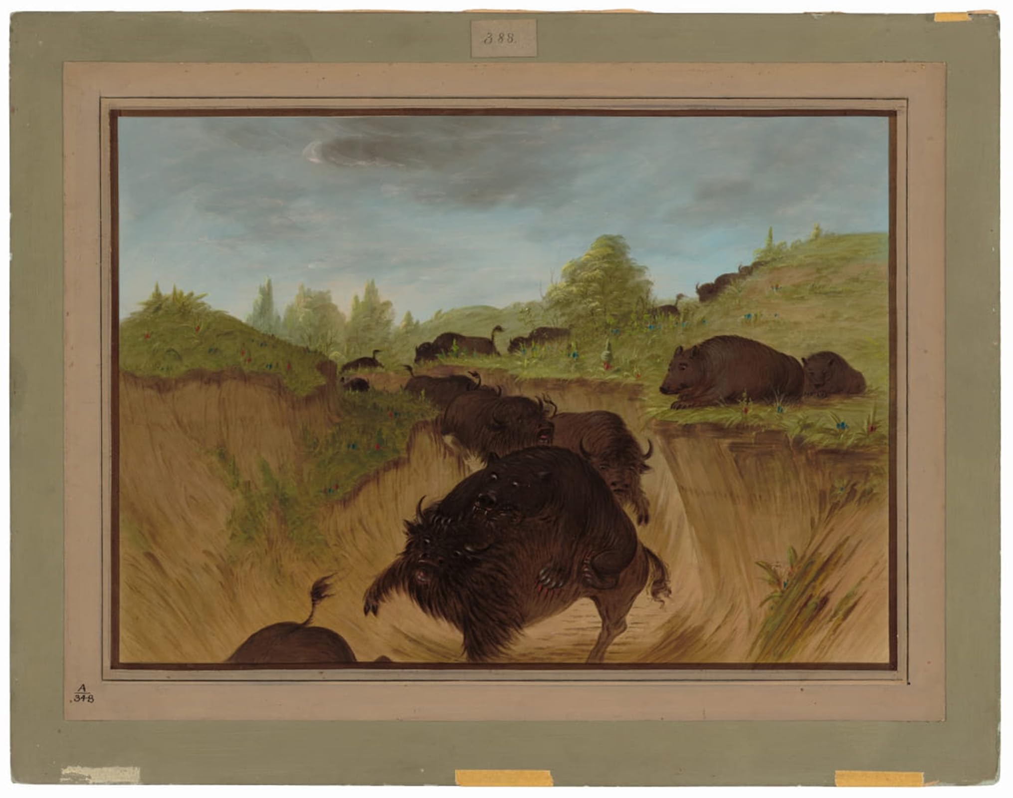 ARTXLXXBN Famous Painting Canvas Artwork Graffiti Print Grizzly Animals Attacking Animal by George Catlin Portrait Canvas Image for Home Decor 60x90cm